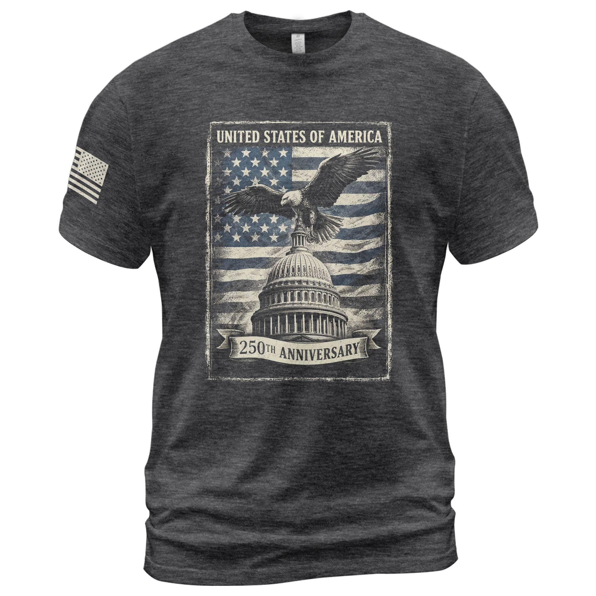 250 Years America Anniversary 1776-2026 Men's Patriotic T-Shirt – Retro Eagle & Capitol Freedom USA 250 Birthday Graphic Tee - Rust Field Wear