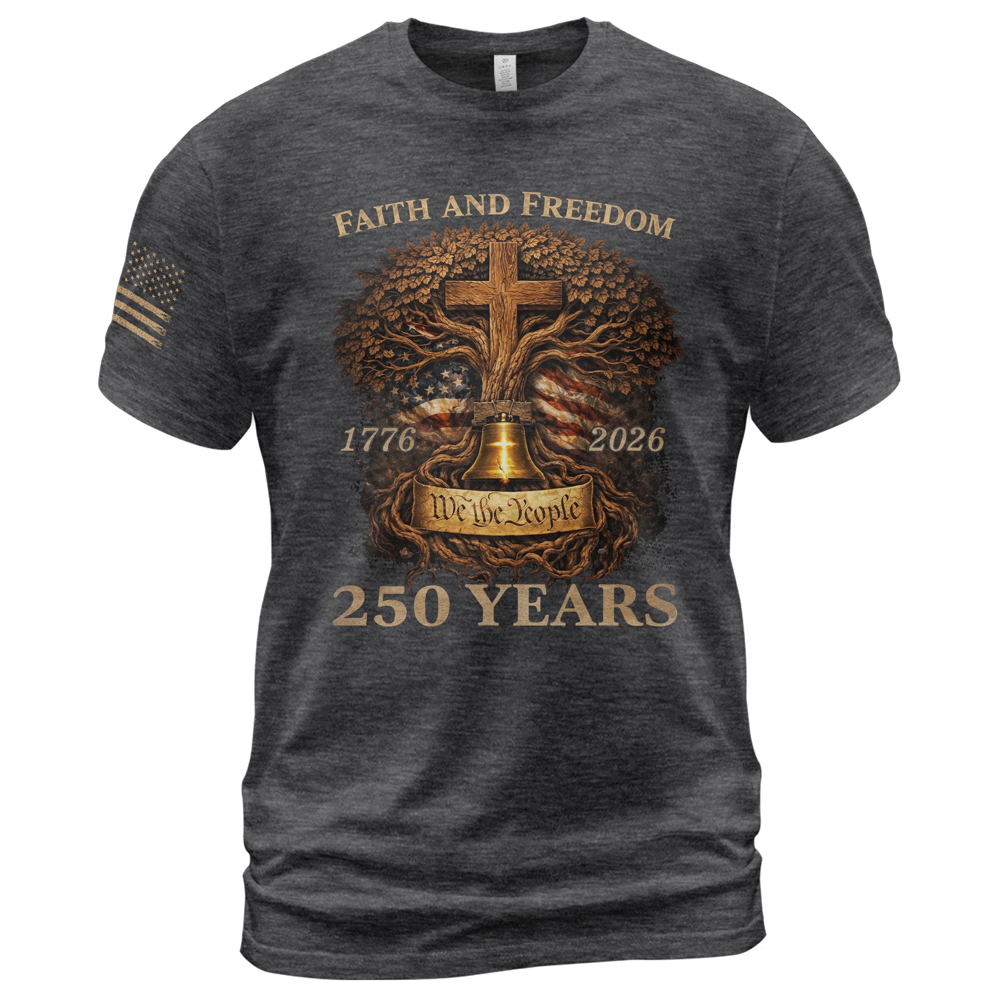 America 250th Anniversary T-Shirt 1776-2026 – Christian Tree of Life Faith & Freedom Tee - Rust Field Wear