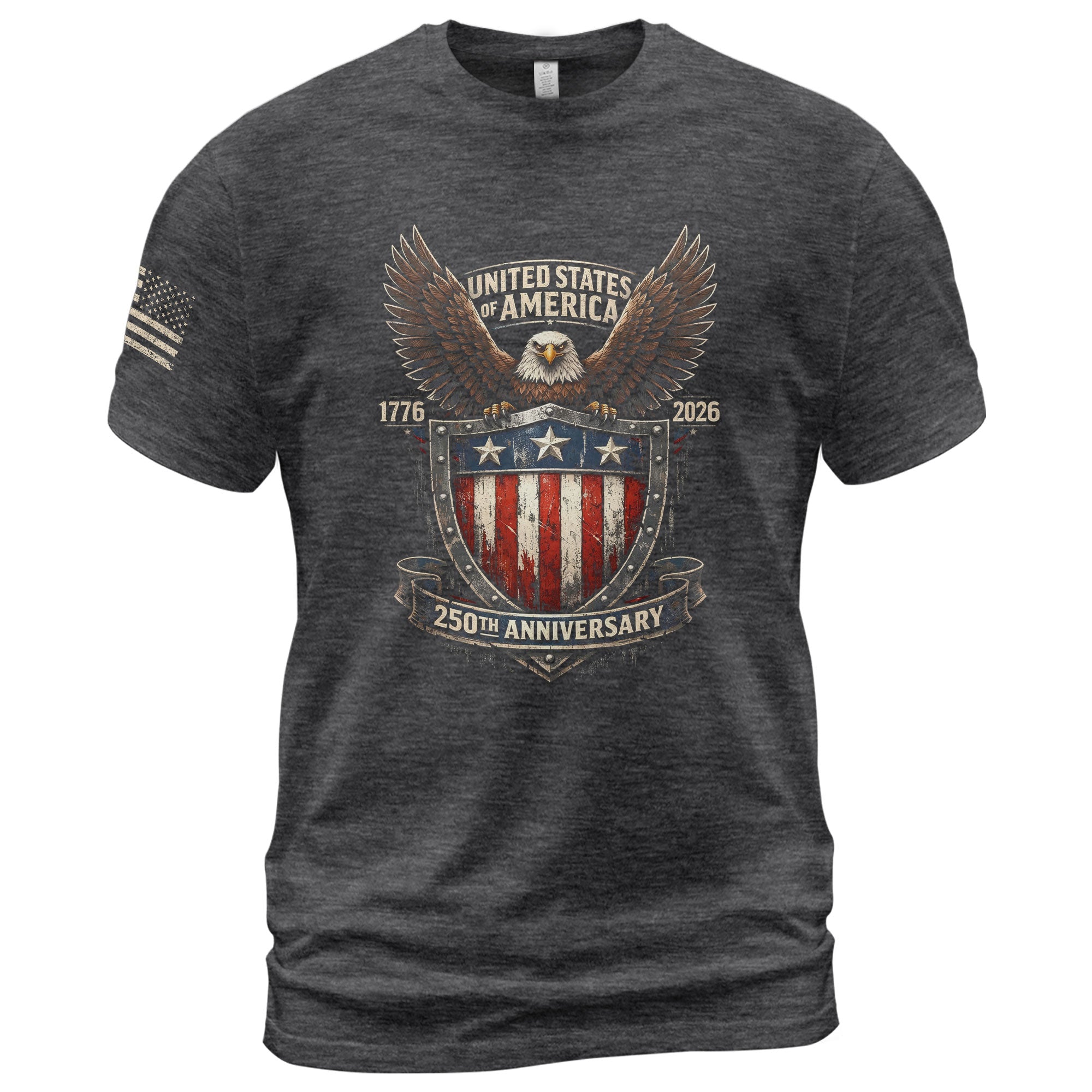 America 250th Anniversary T-Shirt 1776-2026 – Eagle Shield Heritage Tee - Rust Field Wear