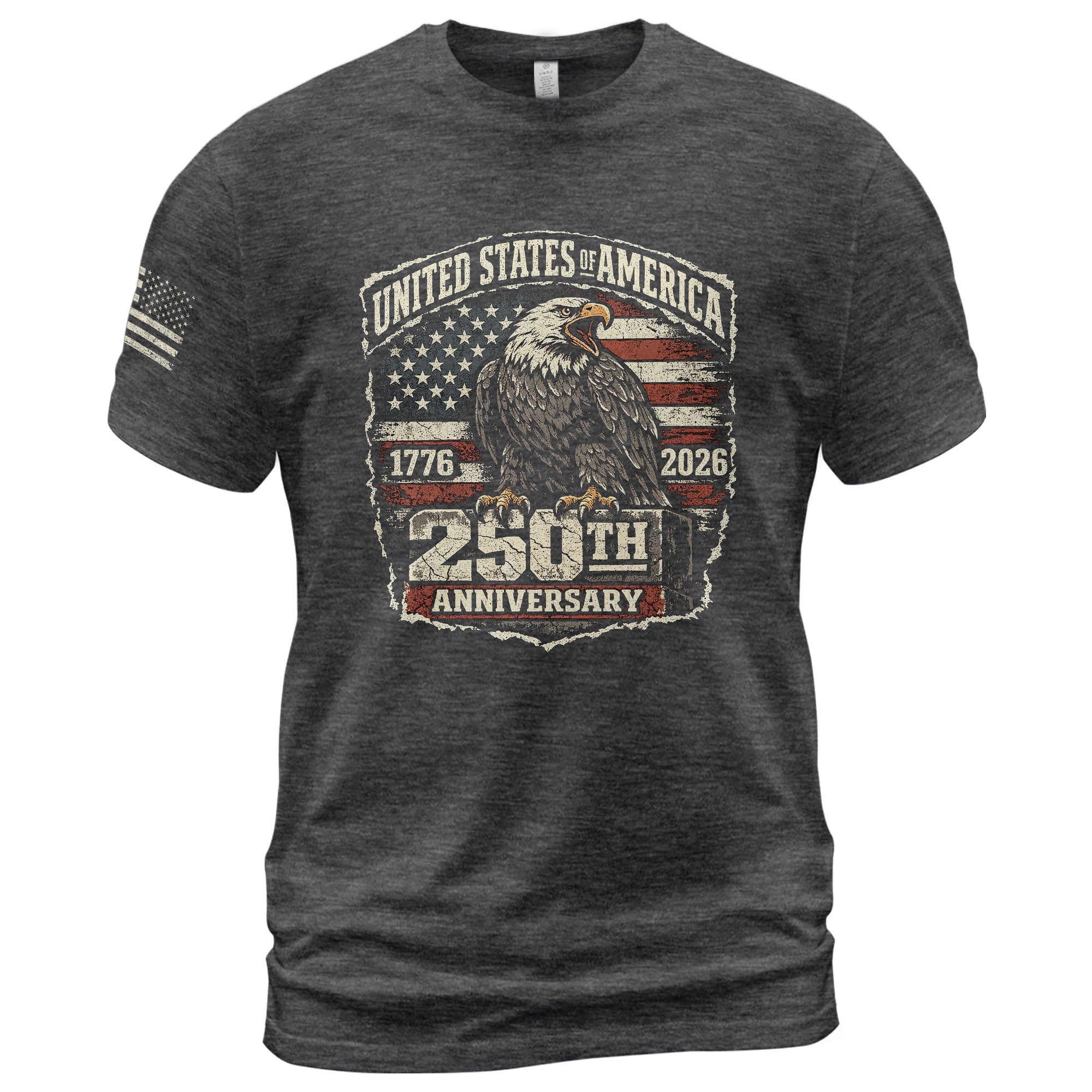 America 250th Anniversary T-Shirt 1776-2026 – USA Patriotic Eagle Legacy Tee - Rust Field Wear