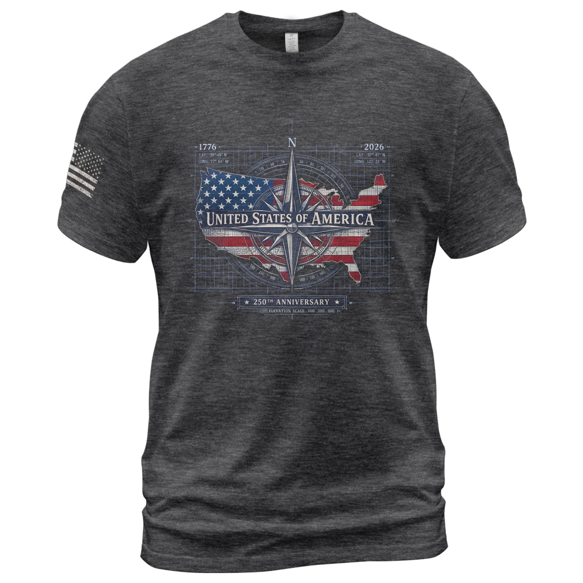 250th Anniversary USA Shirt 1776-2026 – Patriotic US Flag Freedom Tee, American Birthday Mens T-Shirt - Rust Field Wear