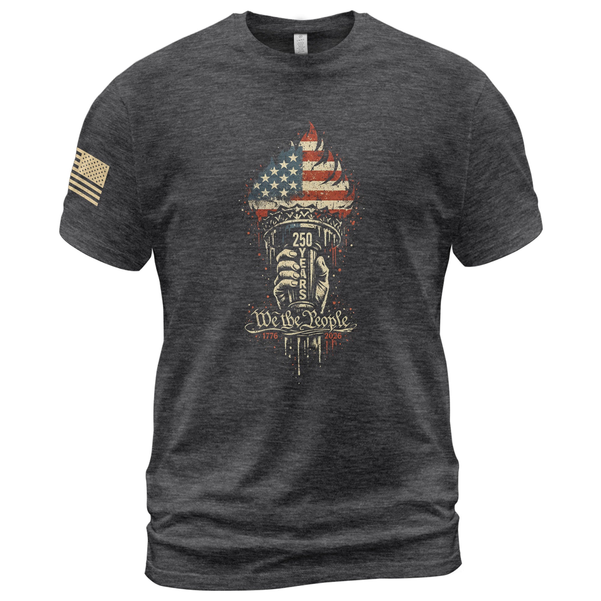 We The People 250th Anniversary 1776-2026 T-Shirt – Liberty Torch Patriotic USA Freedom Mens Tee - Rust Field Wear