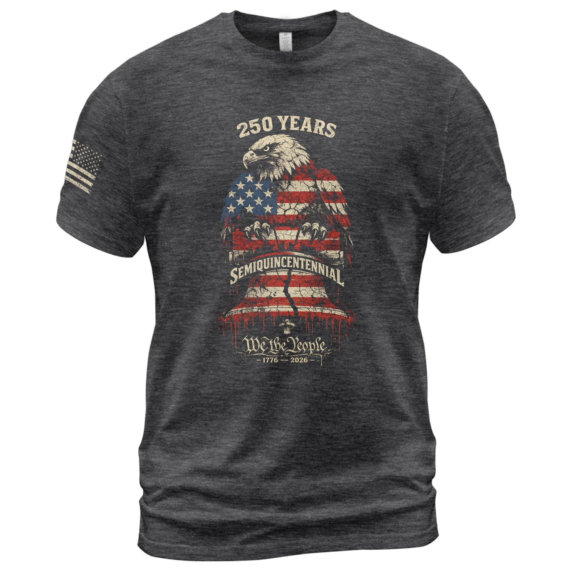 1776-2026 America 250th Anniversary T-Shirt – Liberty Bell & Eagle We The People Patriotic Mens Tee - Rust Field Wear