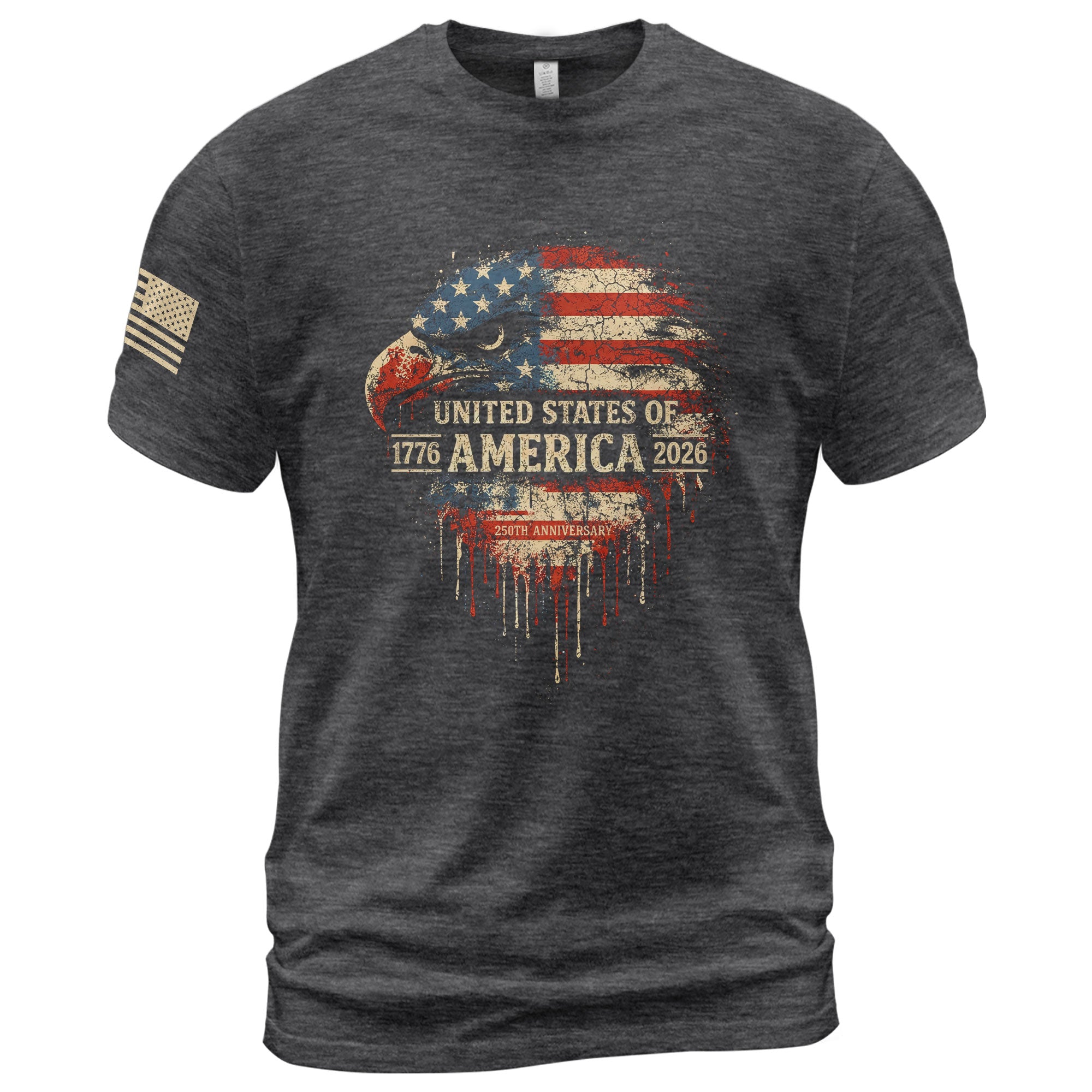 United States 250th Birthday 1776-2026 T-Shirt – USA Flag & Eagle Freedom Patriotic Anniversary Tee - Rust Field Wear