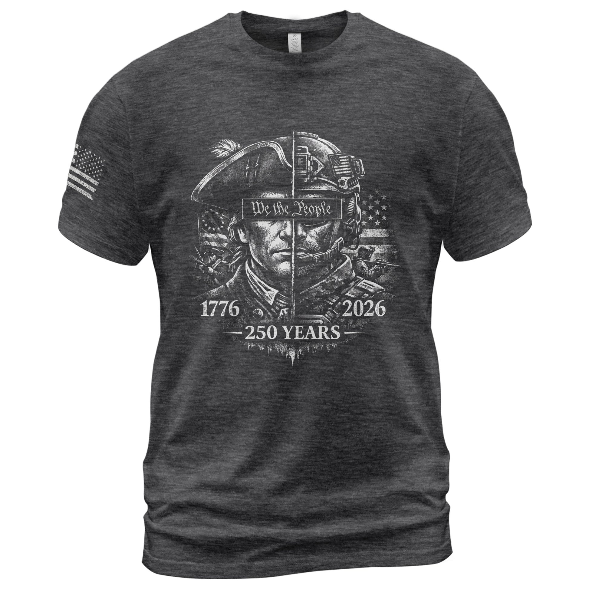 USA 250th Anniversary 1776-2026 T-Shirt – Revolutionary & Modern Soldier We The People Men's Shirt - Rust Field Wear