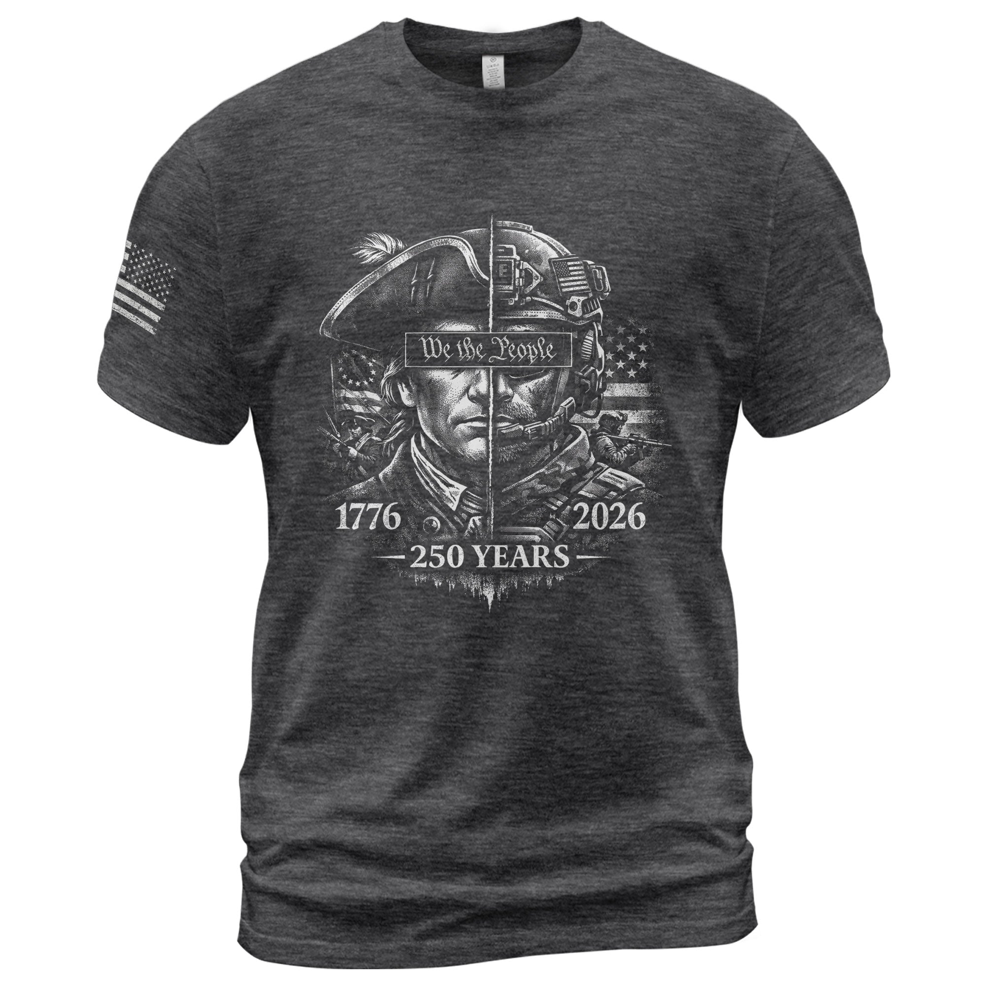 USA 250th Anniversary 1776-2026 T-Shirt – Revolutionary & Modern Soldier We The People Men's Shirt - Rust Field Wear