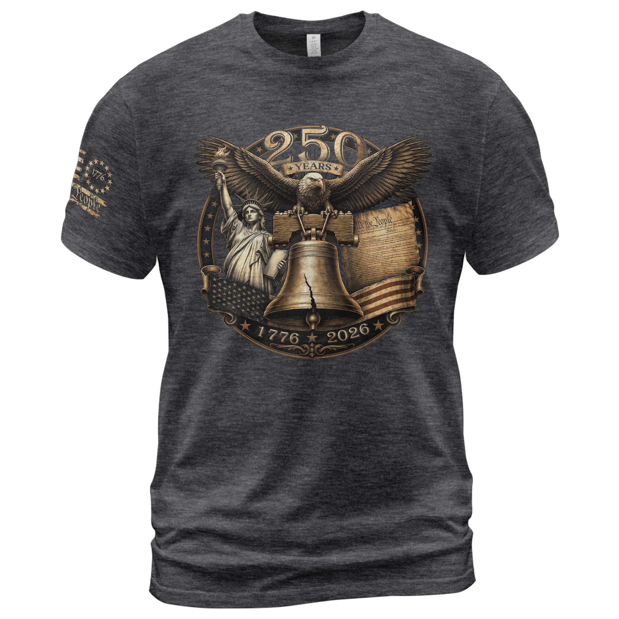 Liberty Bell Statue of Liberty T-Shirt - Patriotic 250 Years Heritage Tee - Rust Field Wear