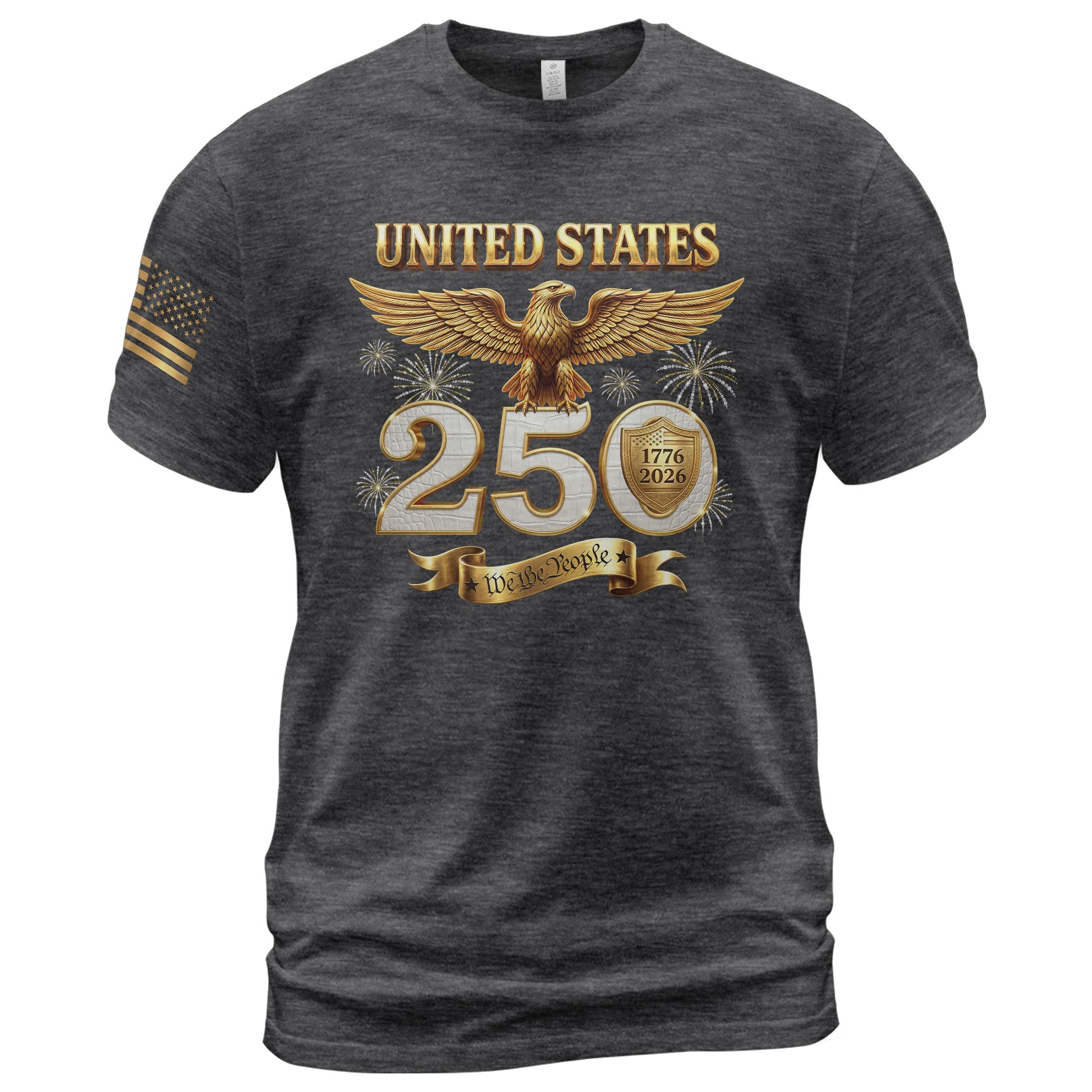 Patriotic 250 Years T-Shirt 1776-2026 - United States Golden Eagle Anniversary Shirt - Rust Field Wear