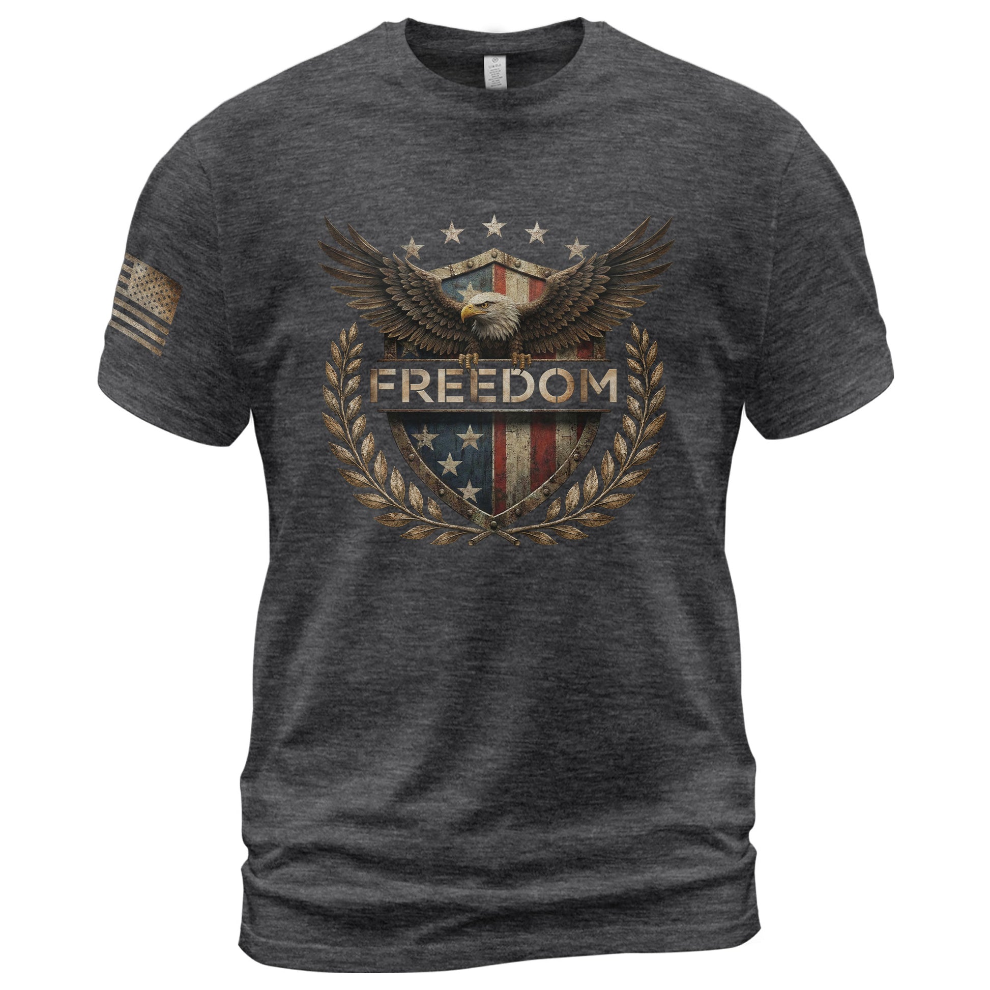 Patriotic Freedom American Flag Shield and Eagle - Freedom Shirts for Men, Patriotic T Shirts - Rust Field Wear