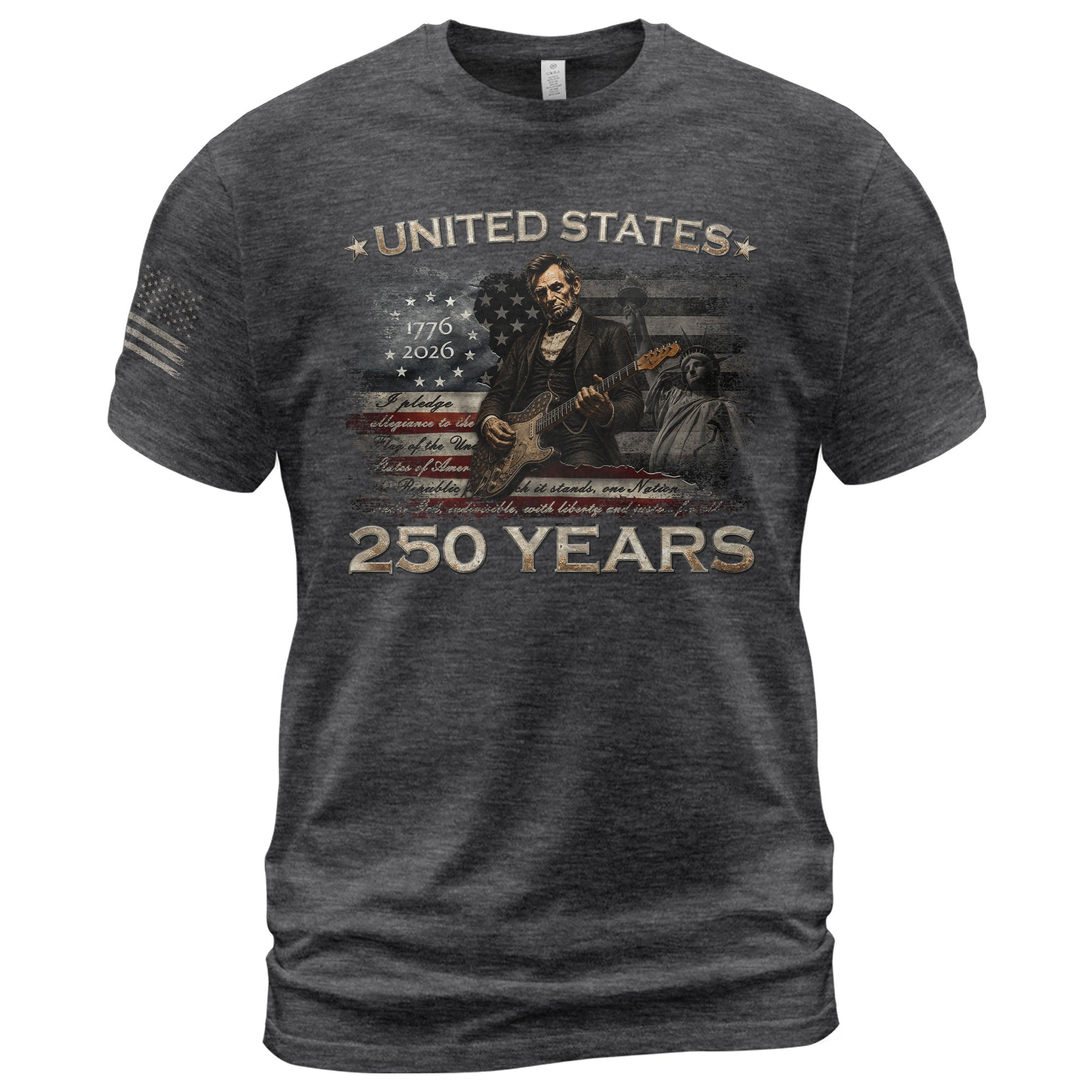 1776 2026 Shirt Vintage Abraham Lincoln Playing Guitar US Flag Patriotic 250 Years Tee - Rust Field Wear