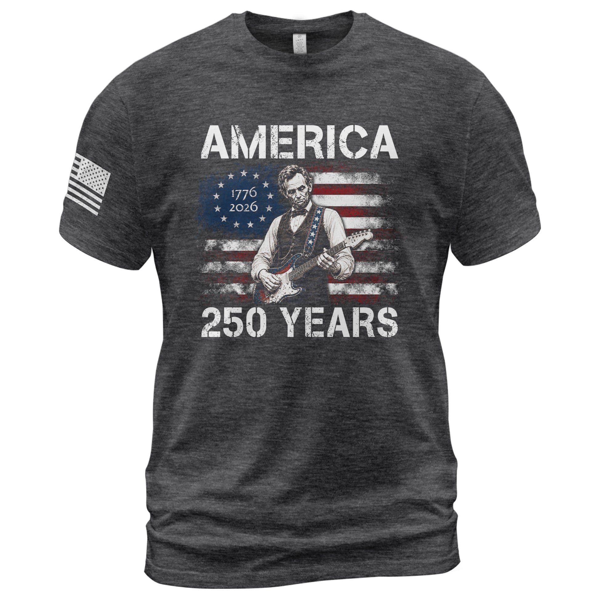 Vintage 1776 2026 Shirt Abraham Lincoln Playing Guitar US Flag Patriotic - Rust Field Wear