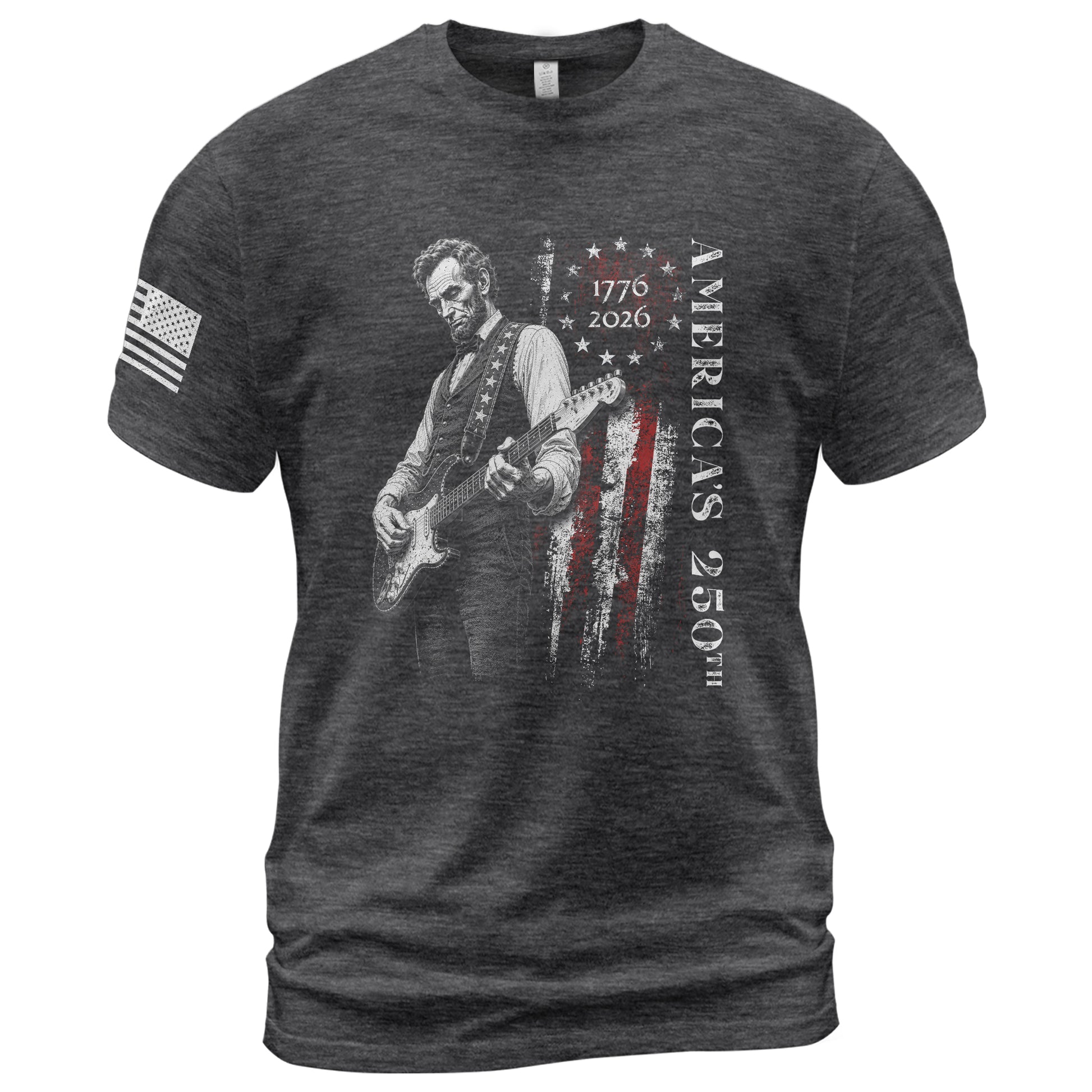 Betsy Ross Flag Abraham Lincoln Guitar Shirt Vintage 1776 2026 Patriotic USA T-Shirt - Rust Field Wear