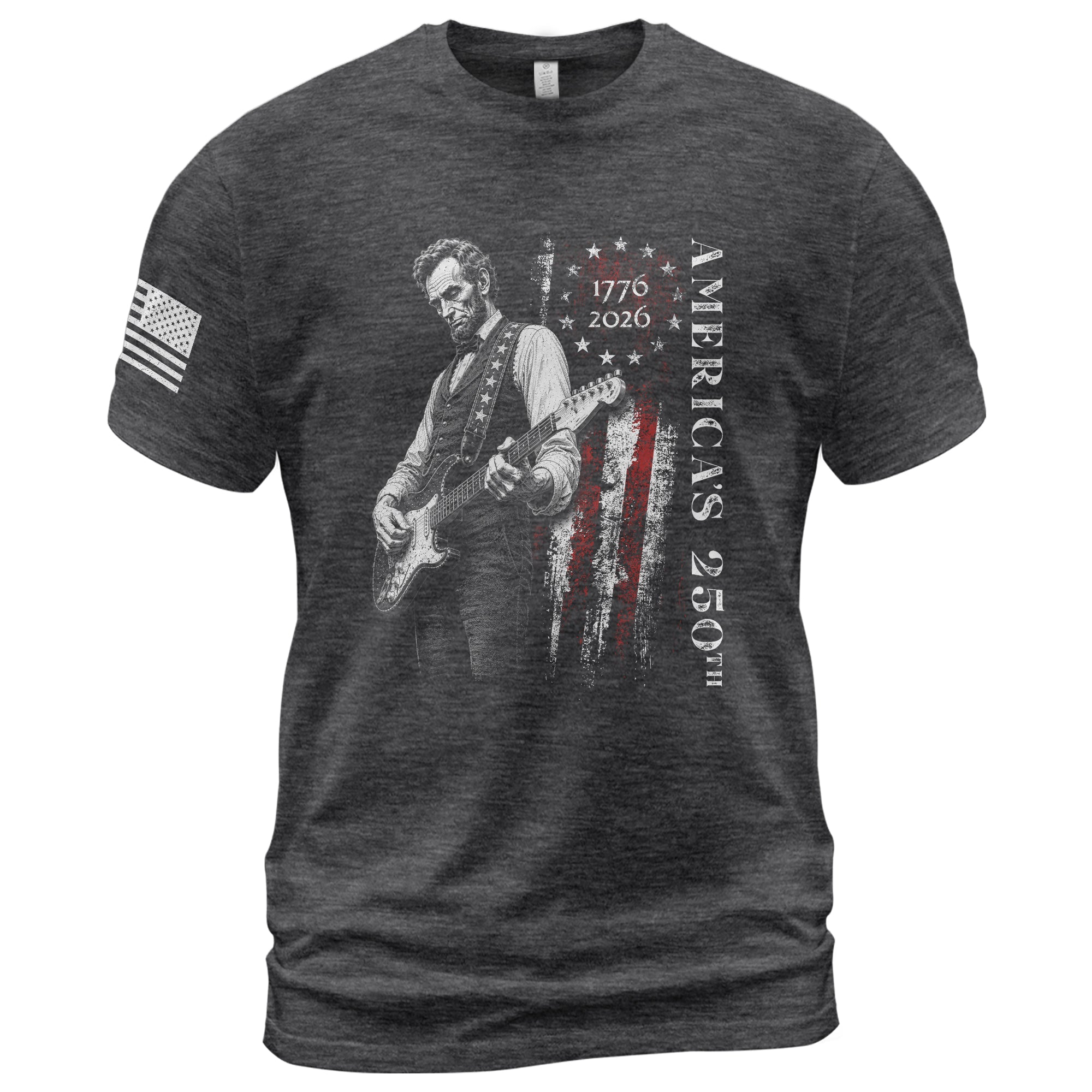 Betsy Ross Flag Abraham Lincoln Guitar Shirt Vintage 1776 2026 Patriotic USA T-Shirt - Rust Field Wear