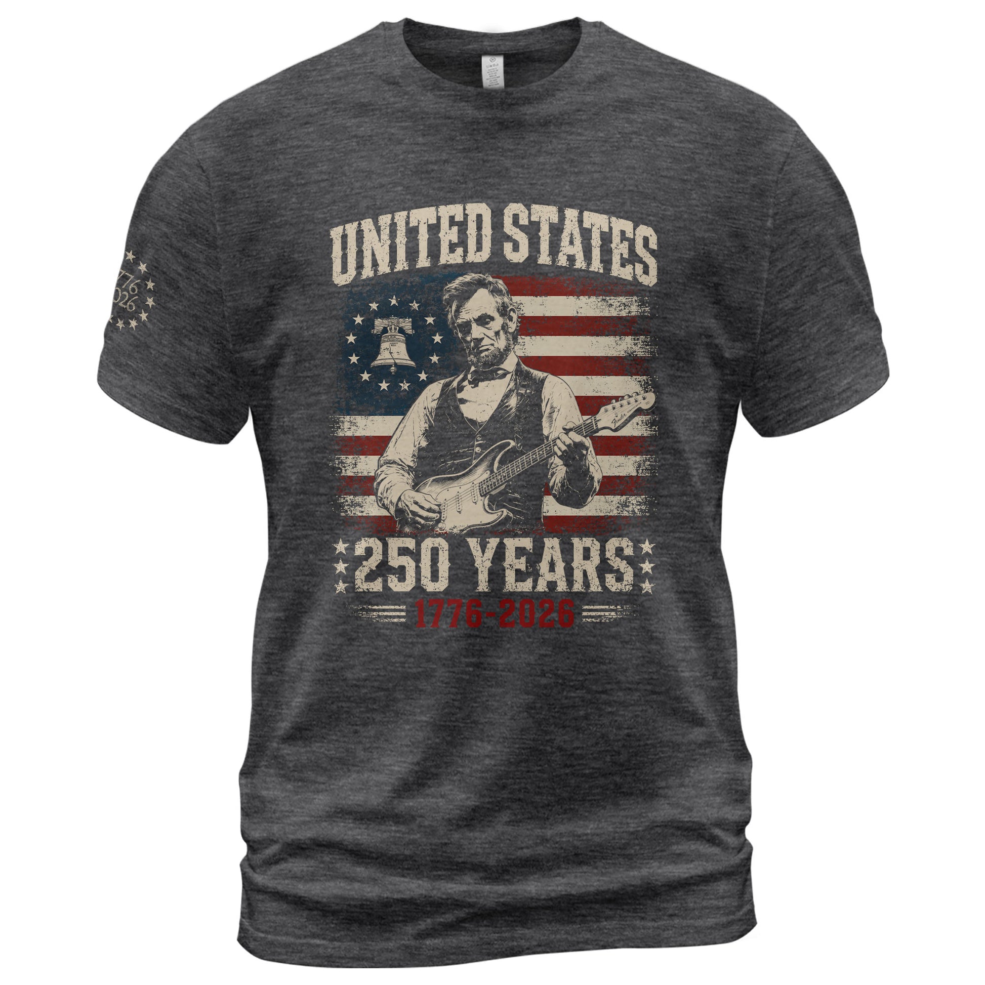 Liberty Bell Abraham Lincoln Guitar Shirt Vintage 1776 2026 US Flag Patriotic Men Tee - Rust Field Wear