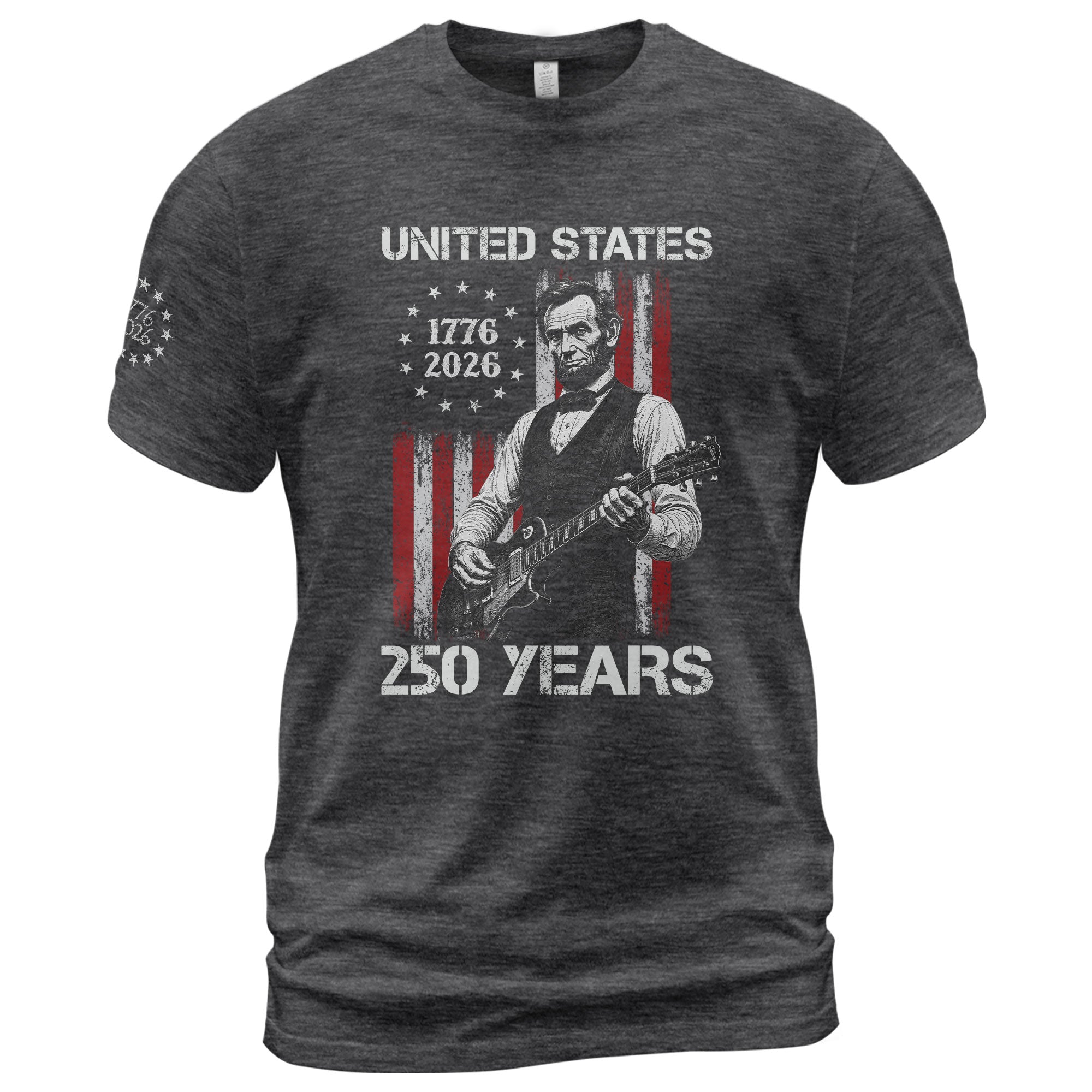 Betsy Ross Flag Lincoln Guitar Shirt Vintage 1776 2026 Patriotic US Flag 250 Years Tee - Rust Field Wear