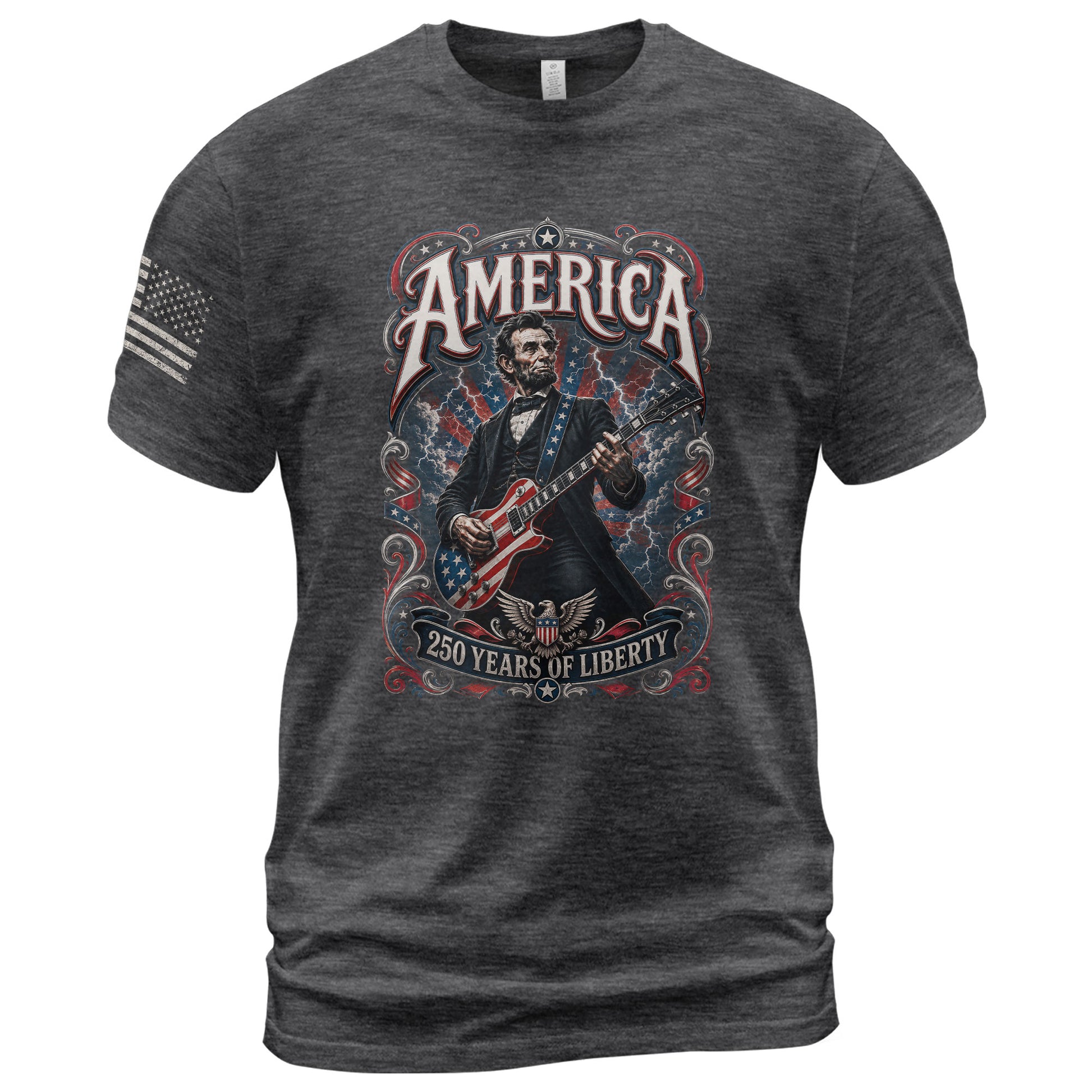 America 250 Years of Liberty Shirt Patriotic Guitar USA Vintage Freedom Tee - Rust Field Wear