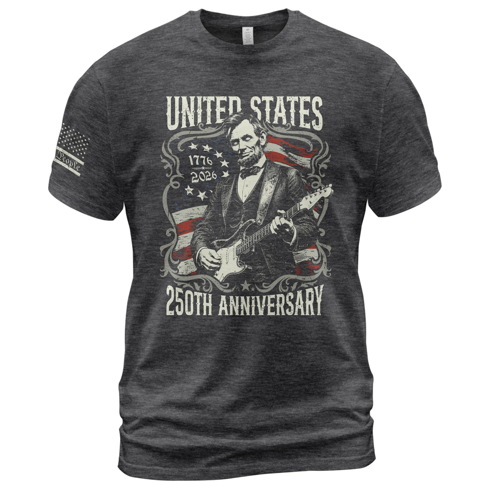 United States 250th Anniversary Shirt Abraham Lincoln Rock Guitar Patriotic Apparel - Rust Field Wear