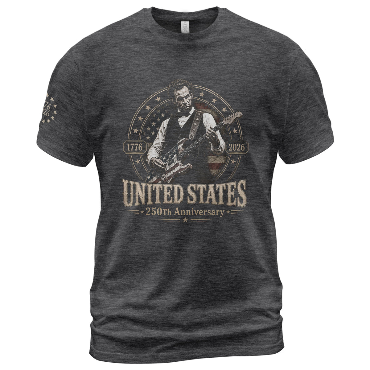 Mens T Shirt Patriotic 250 Years 1776-2026 Abraham Lincoln Star Badge Graphic Tee - Rust Field Wear