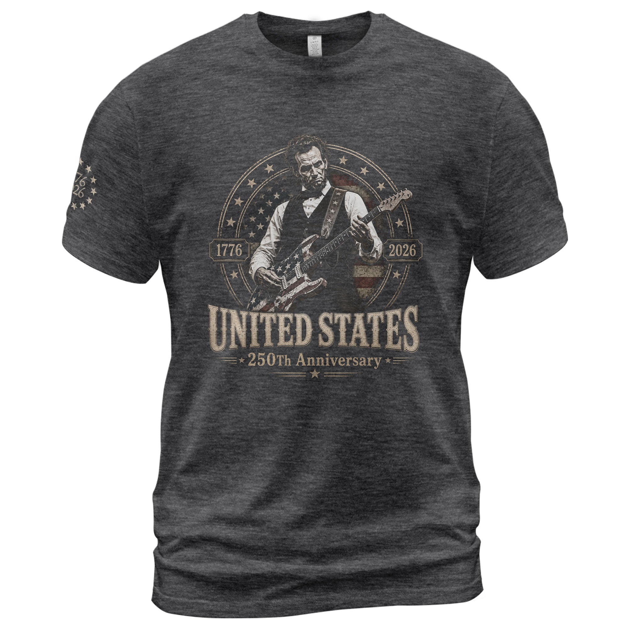 Mens T Shirt Patriotic 250 Years 1776-2026 Abraham Lincoln Star Badge Graphic Tee - Rust Field Wear