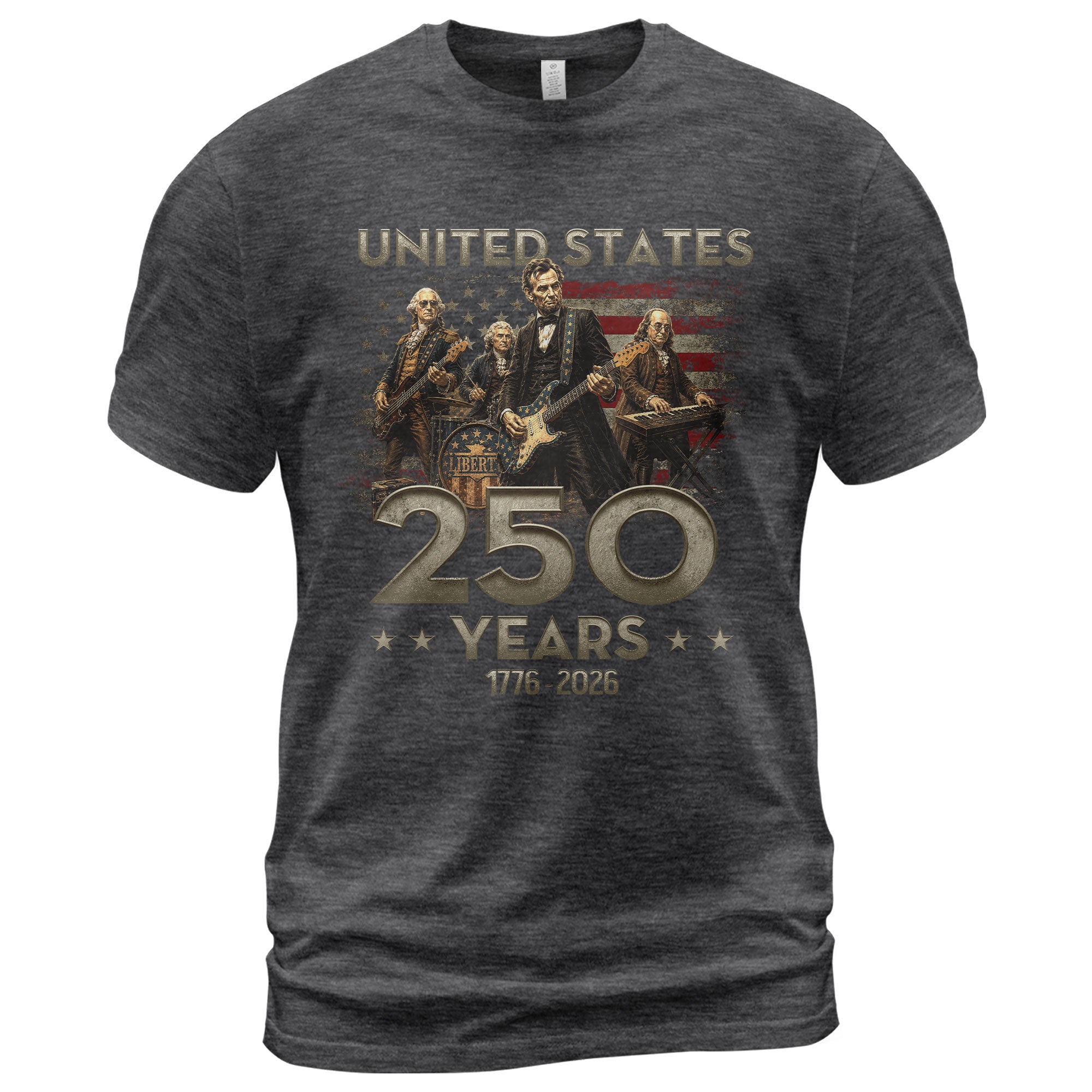 1776-2026 Presidents Band Graphic T Shirt - Lincoln Patriotic Unisex Summer Tee - Rust Field Wear