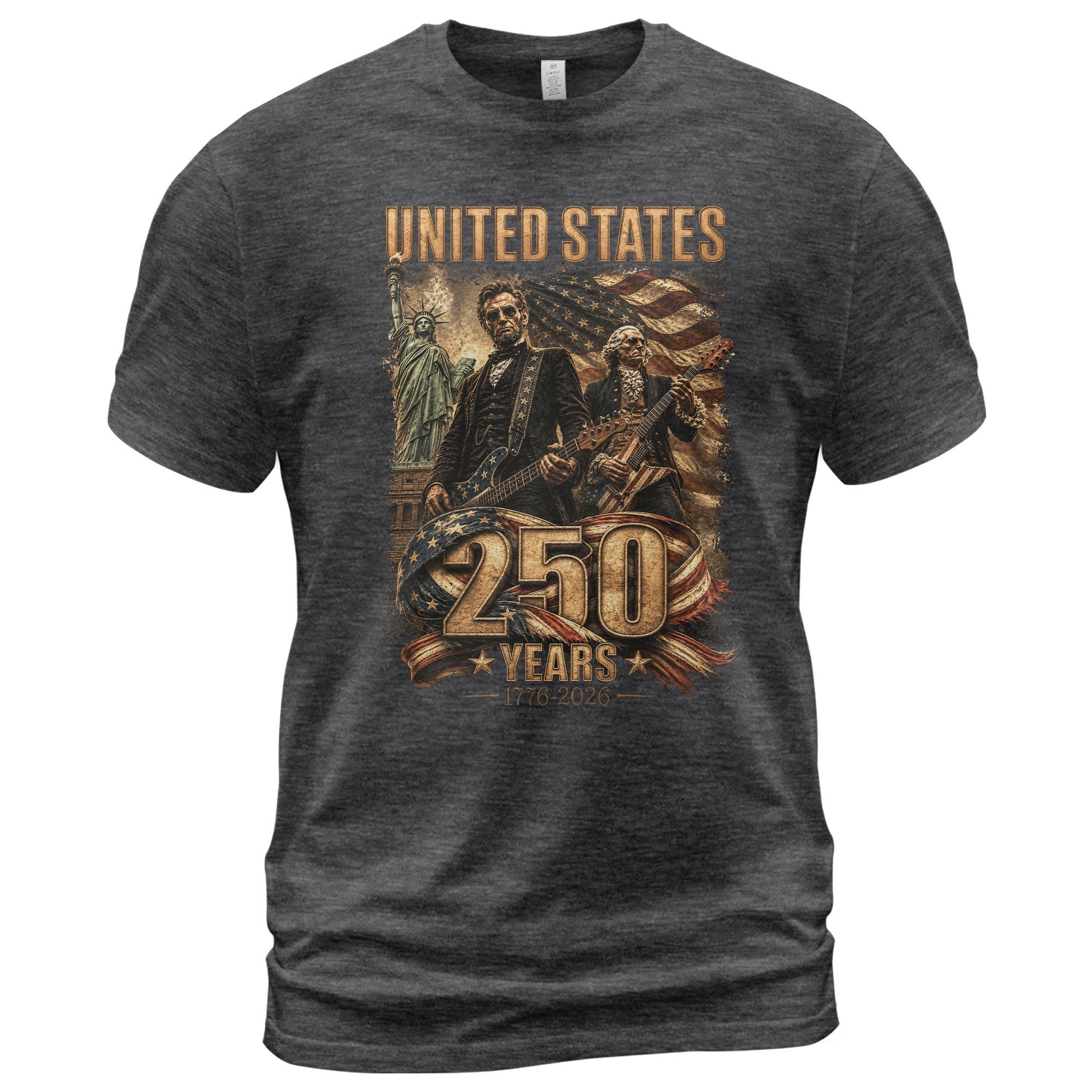 Patriotic 1776-2026 Presidents T Shirt - Lincoln Washington Graphic Unisex Top Item - Rust Field Wear