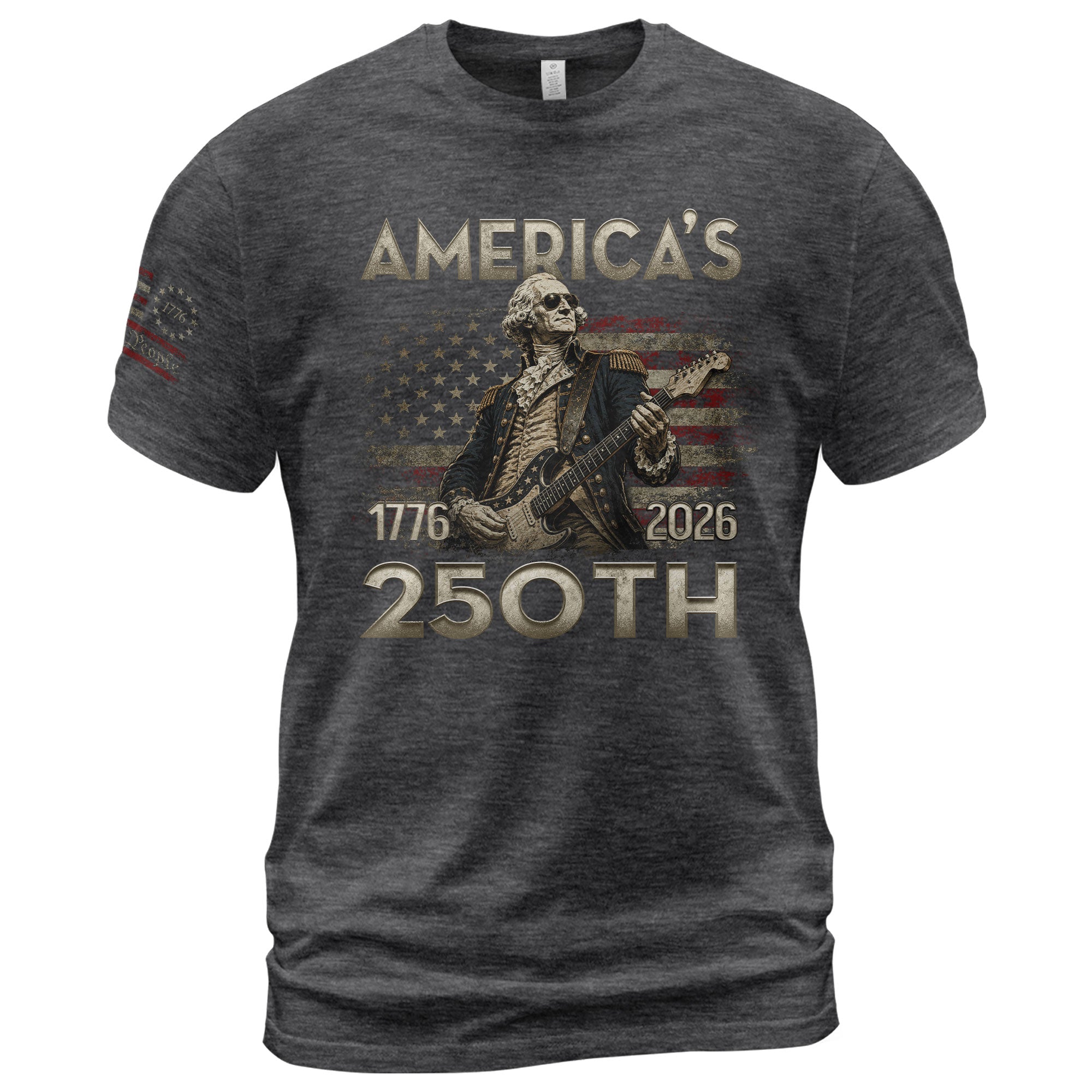 Patriotic George Washington Guitar Shirt 1776-2026 Historical Graphic Tee Anniversary Apparel - Rust Field Wear