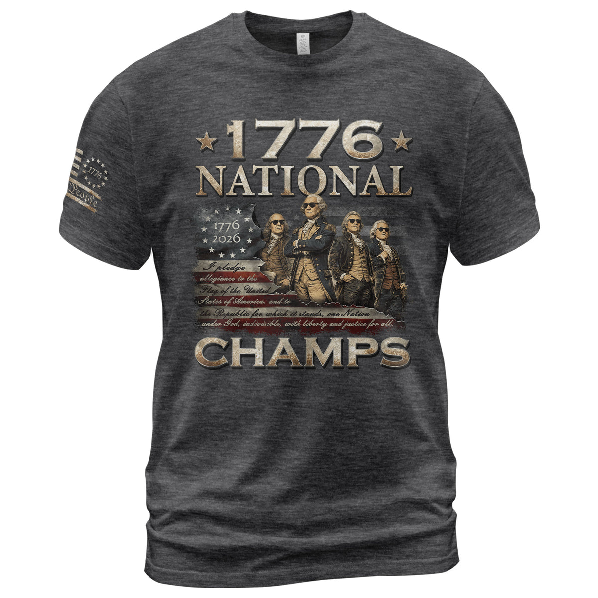 1776 National Champs T-Shirt Patriotic US Founding Fathers Fourth of July Graphic Tee - Rust Field Wear