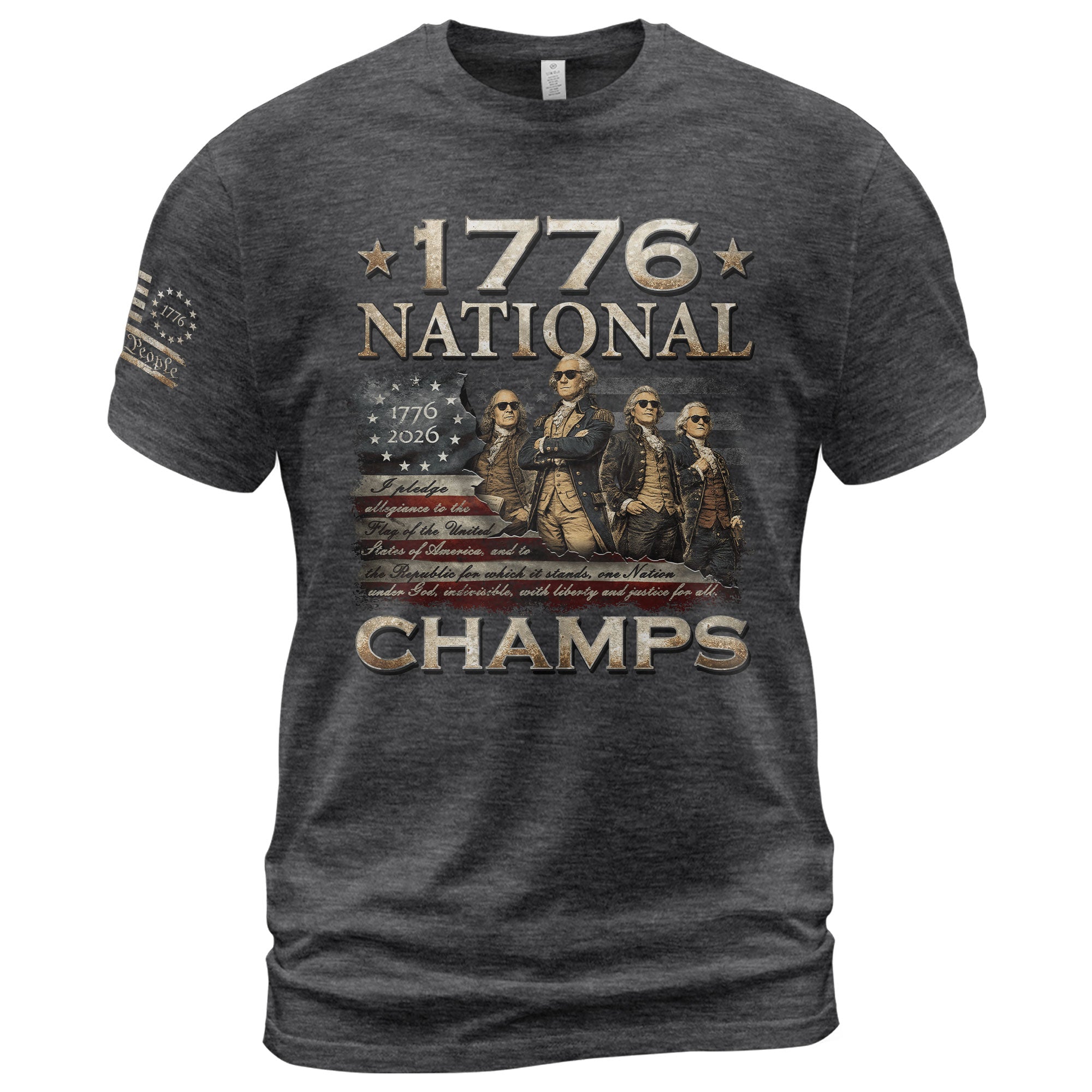1776 National Champs T-Shirt Patriotic US Founding Fathers Fourth of July Graphic Tee - Rust Field Wear