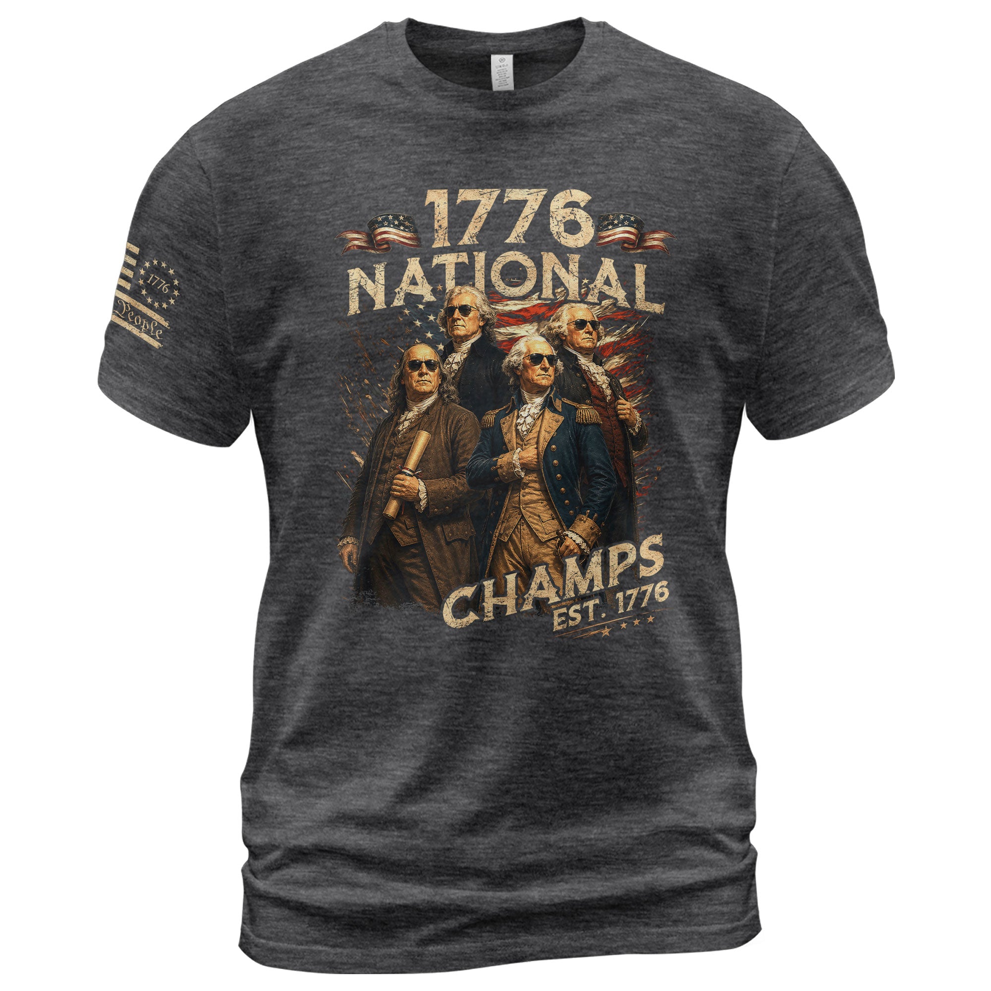 1776 National Champs T-Shirt Patriotic Founding Fathers 4th of July Vintage Graphic Tee - Rust Field Wear