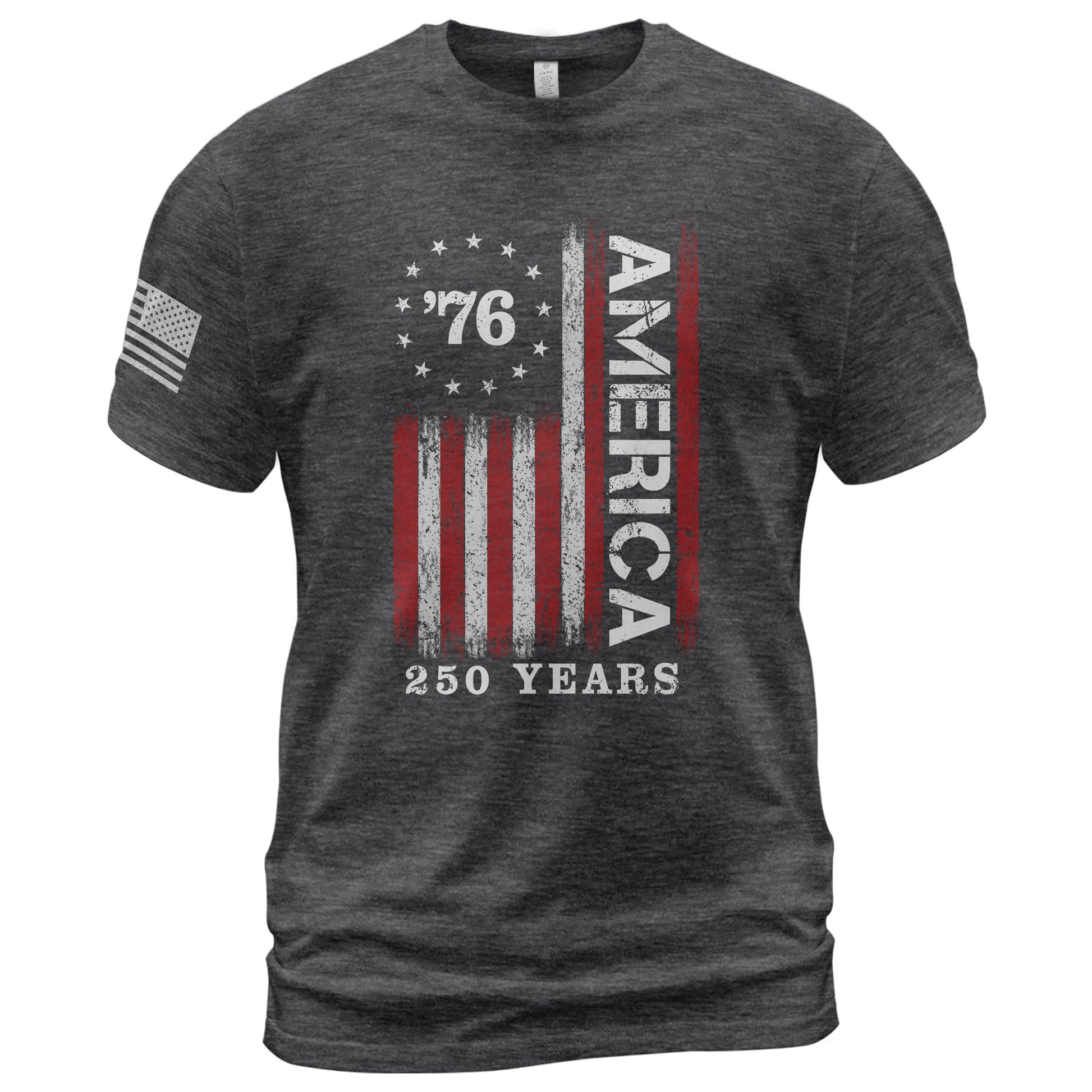 Classic Retro Style American Flag 76 Apparel Patriotic Graphic T-Shirt Holiday Wear - Rust Field Wear