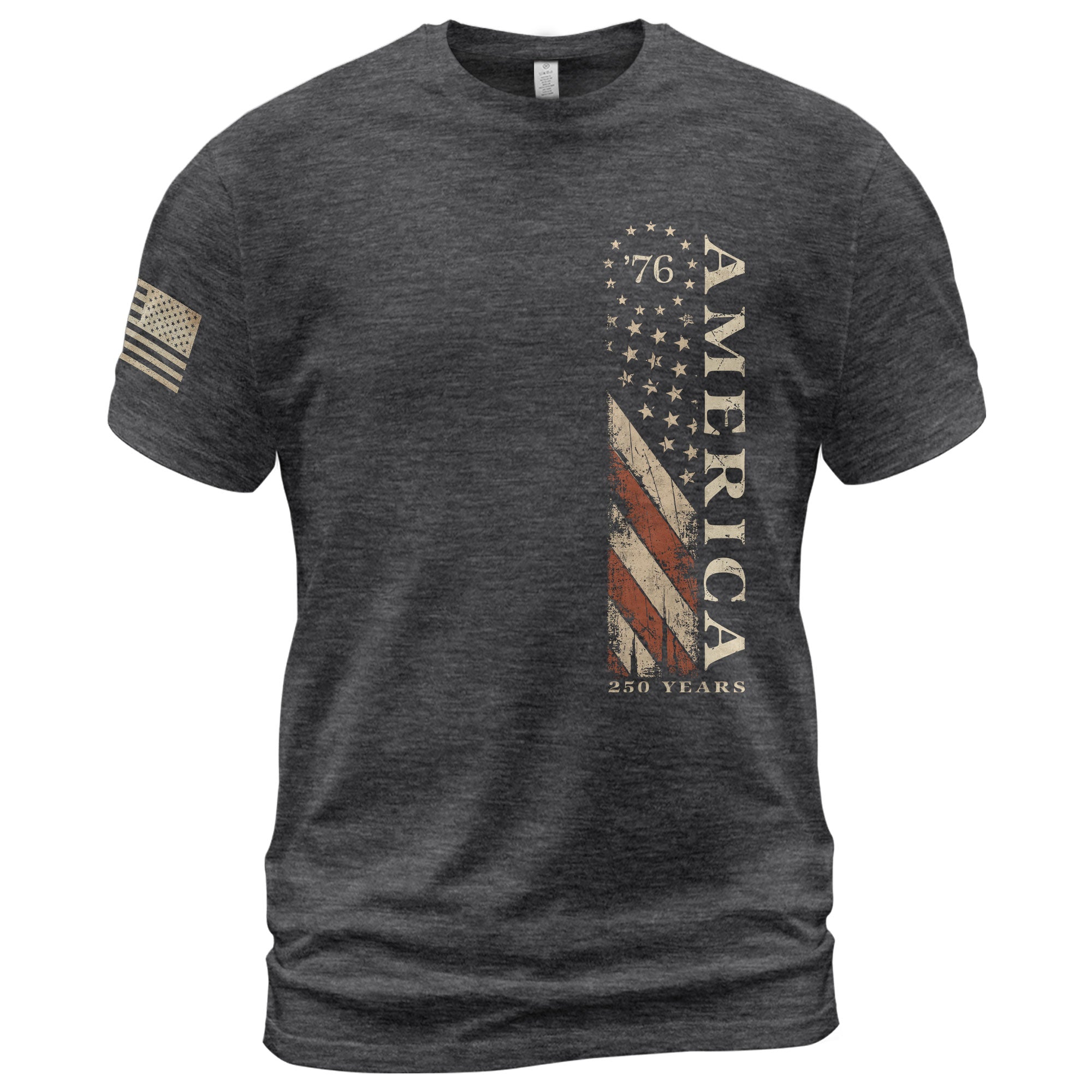 Vertical Flag America 76 T-Shirt Patriotic Vintage Style Graphic Tee Casual Shirt - Rust Field Wear
