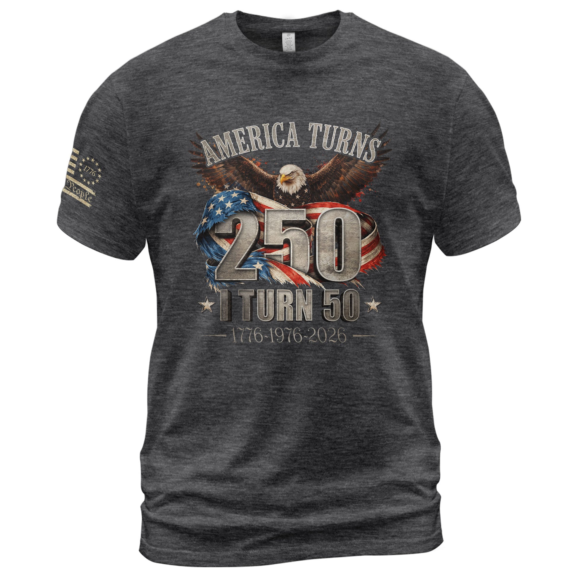 America Turns 250 I Turn 50 Shirt 1976 Vintage 50th Birthday Eagle Patriotic Tee Gift - Rust Field Wear