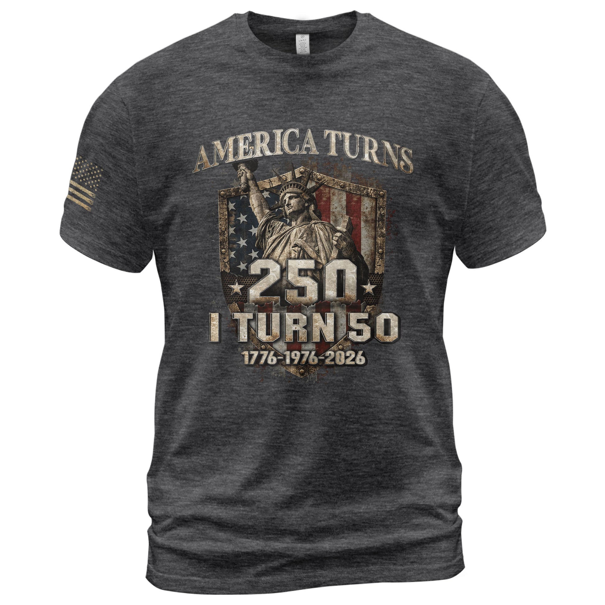America Turns 250 I Turn 50 Shirt 1976 50th Birthday Statue of Liberty Patriotic Tee - Rust Field Wear