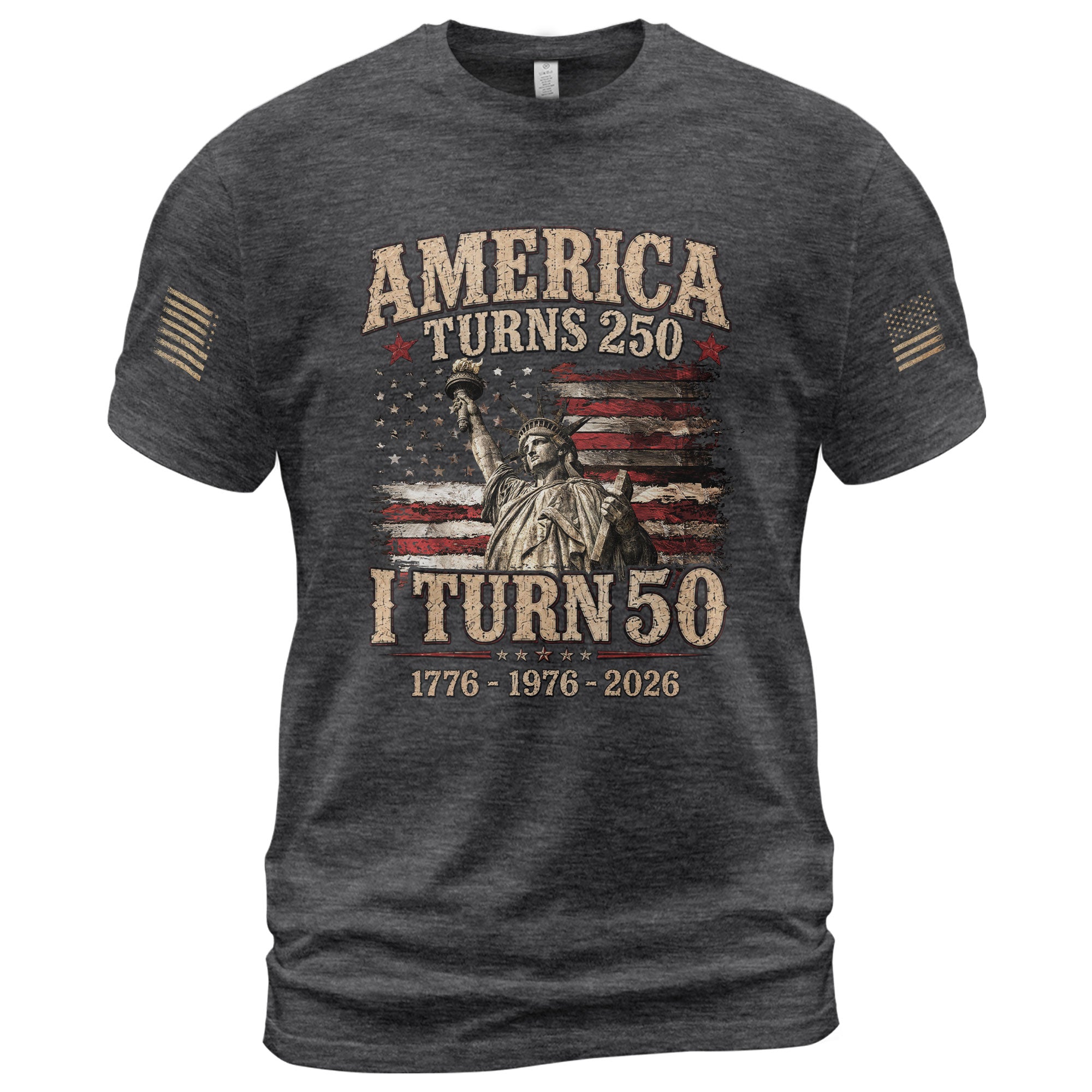Vintage 50th Birthday Shirt Patriotic American Flag Graphic T-Shirt Gift 1976-2026 - Rust Field Wear