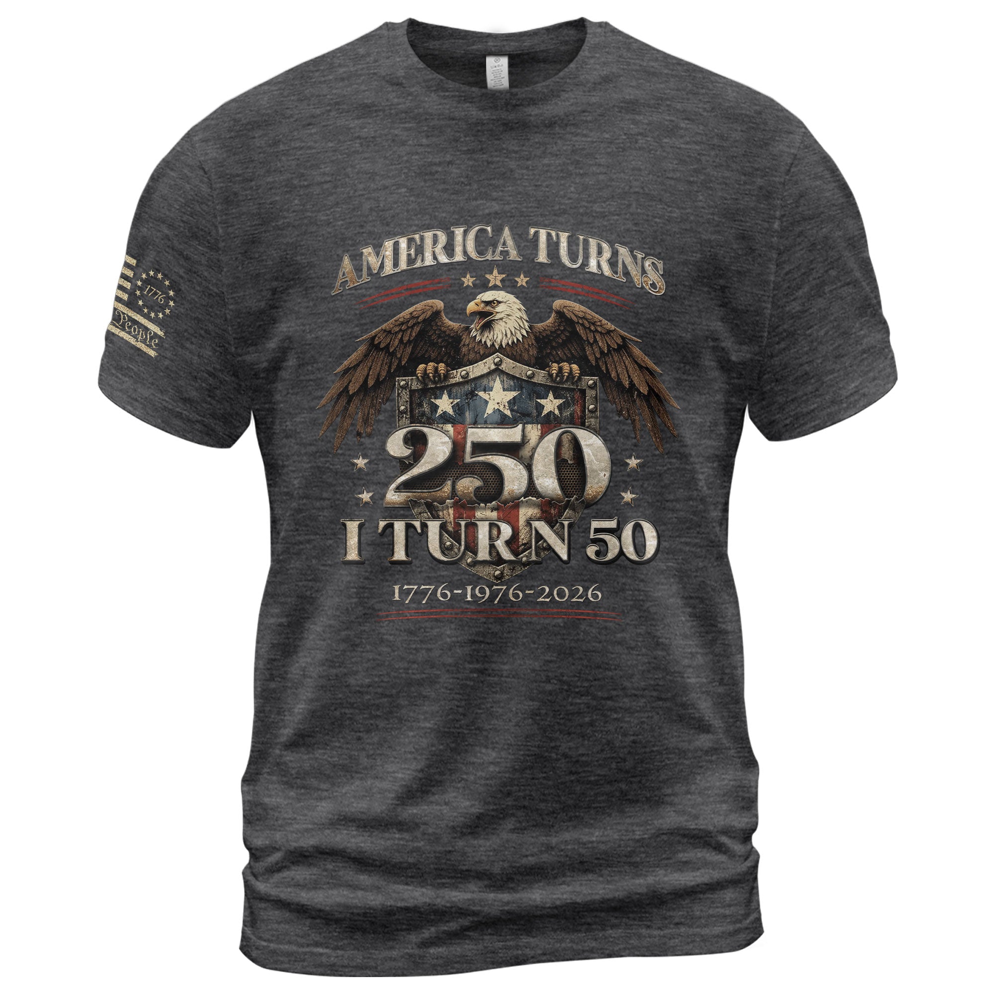 50th Birthday T-Shirt 1976 Vintage Eagle Graphic Tee Patriotic Gift for Men Women 2026 - Rust Field Wear