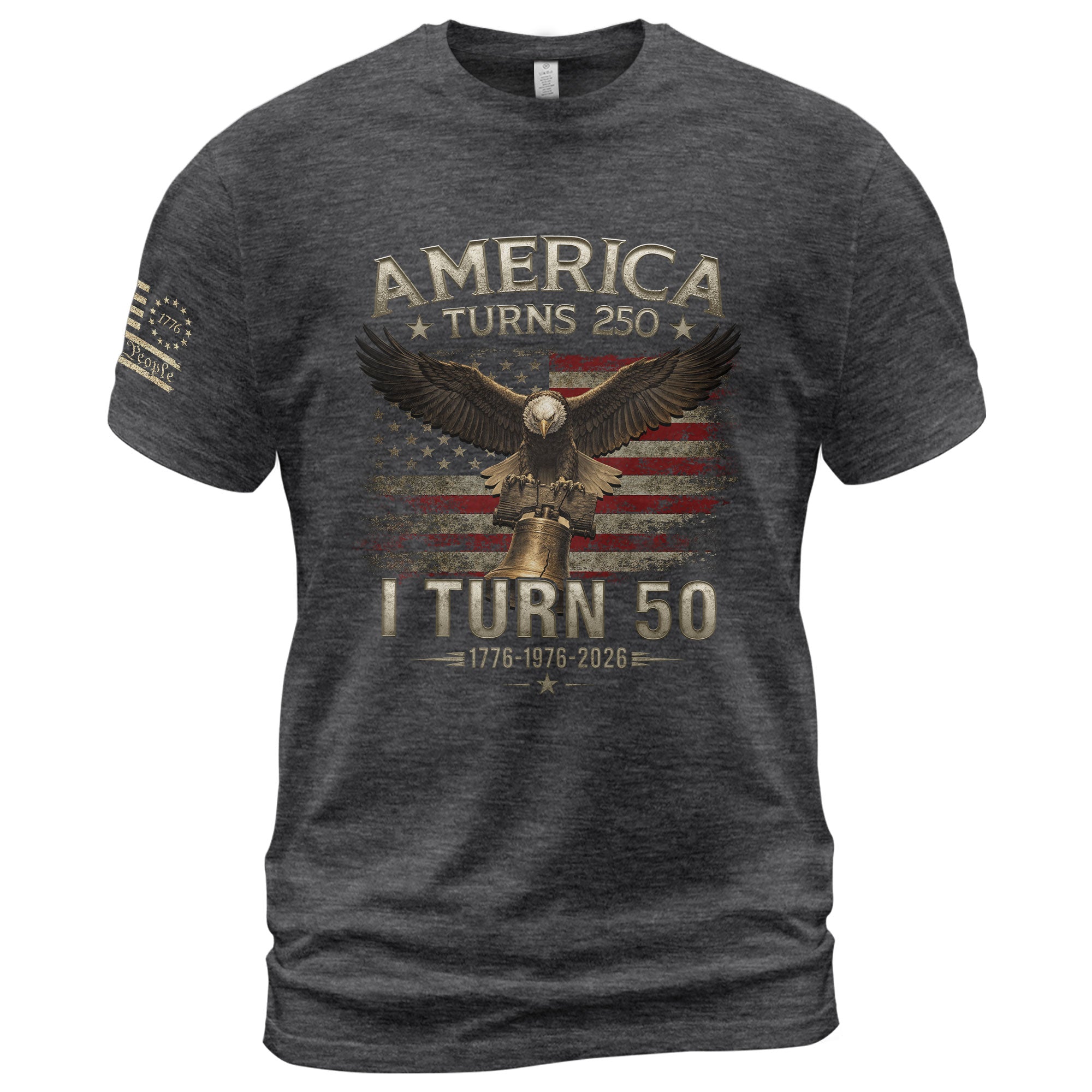 Vintage 1976 Birthday T-Shirt Patriotic Eagle Bell Graphic 50th Gift Item For 2026 - Rust Field Wear