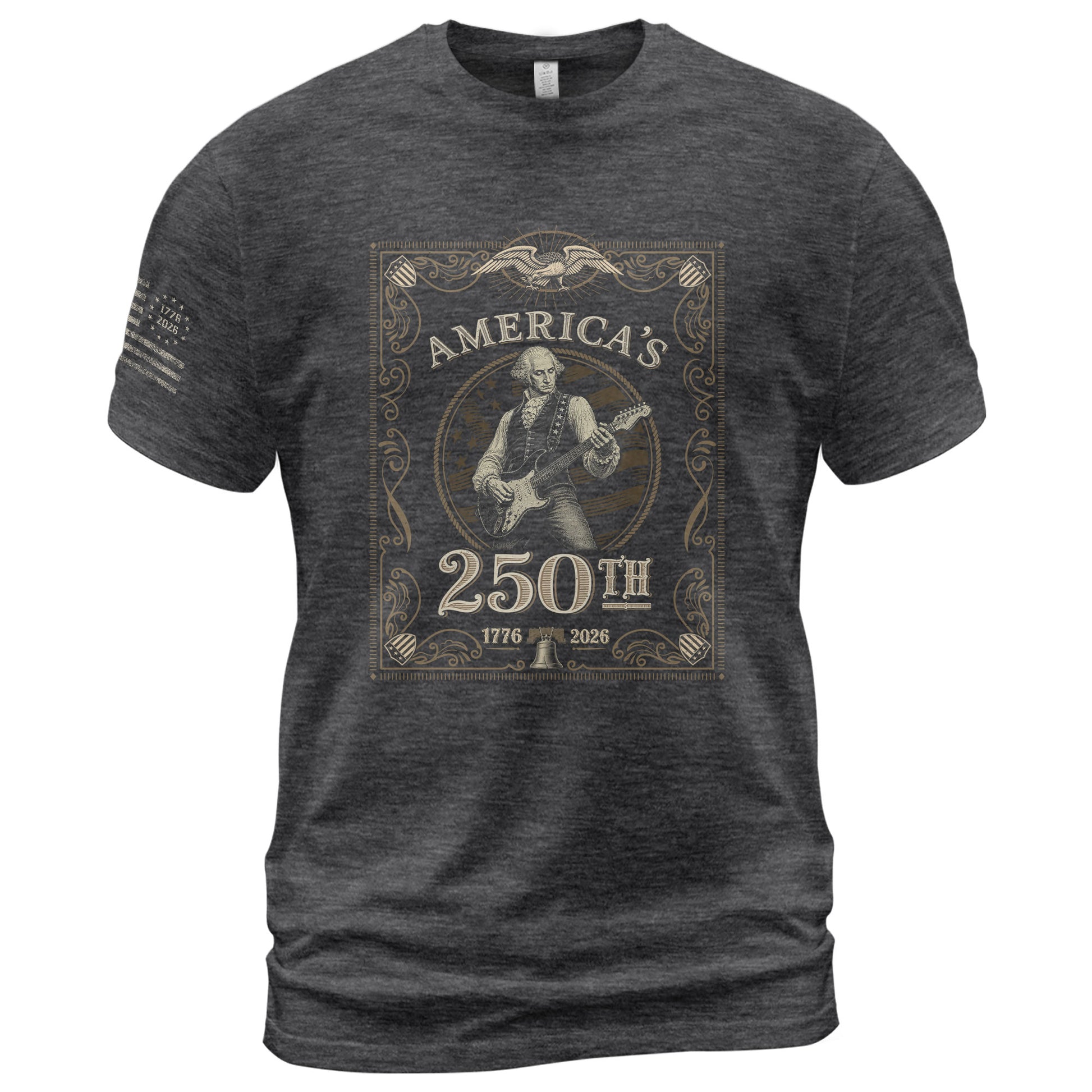 George Washington Playing Guitar 250 Years Patriotic Independence Day 2D Shirt - Rust Field Wear