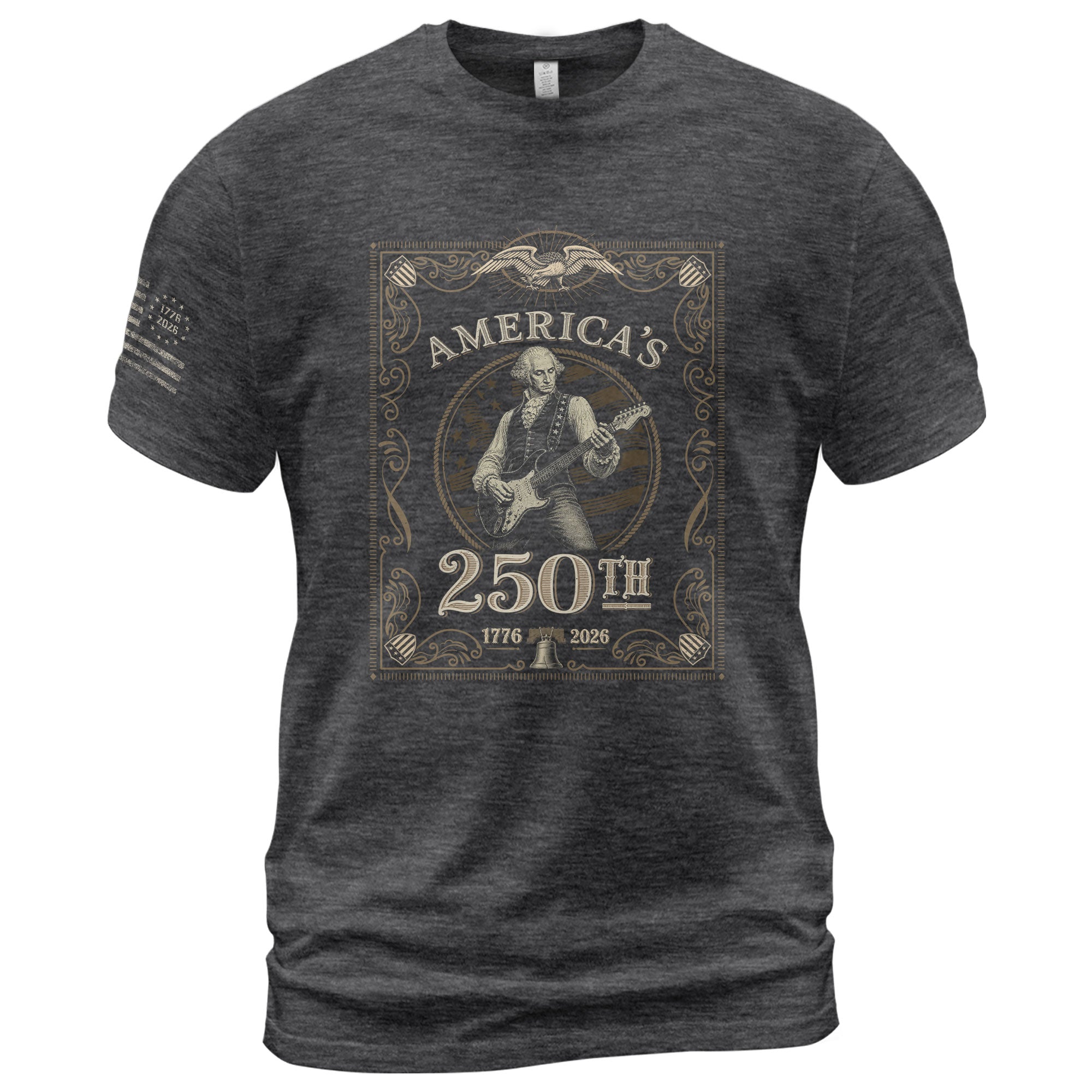 George Washington Playing Guitar 250 Years Patriotic Independence Day 2D Shirt - Rust Field Wear