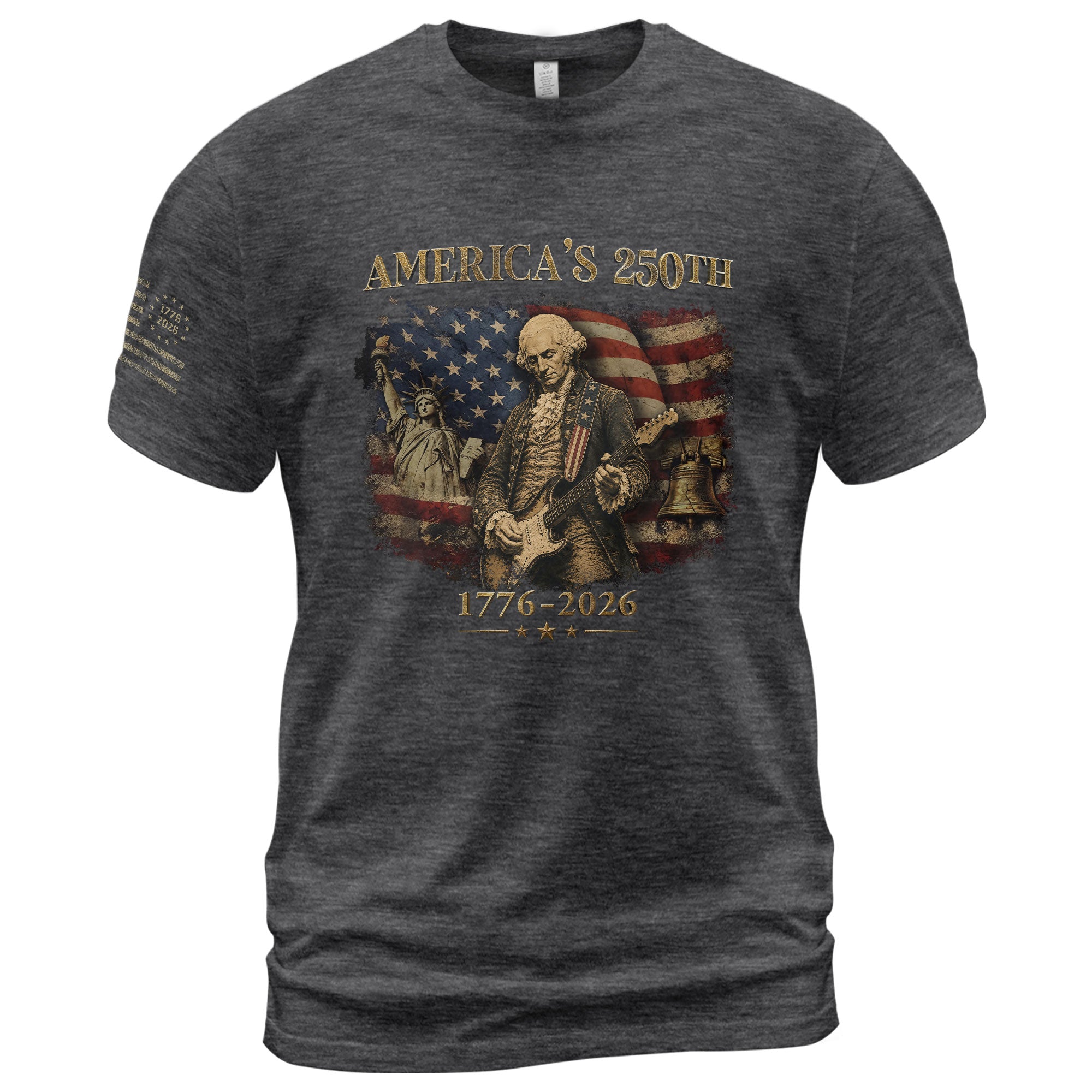 America's 250th George Washington Guitar Patriotic Flag 1776-2026 Independence Shirt - Rust Field Wear
