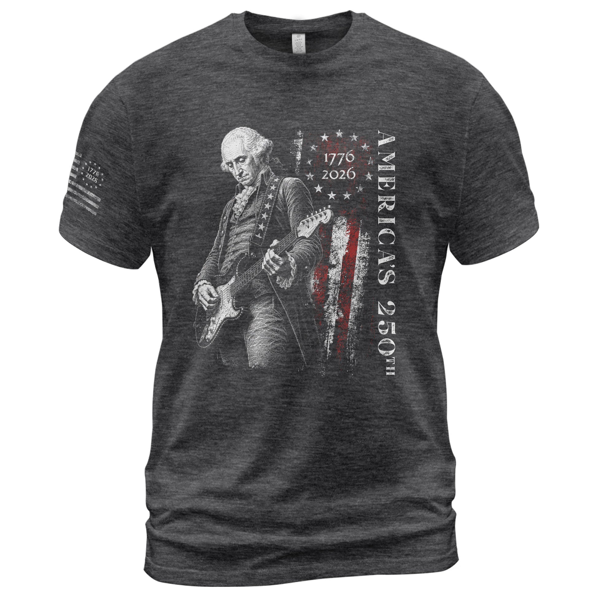America's 250th George Washington Playing Guitar Patriotic Flag 1776-2026 T-Shirt - Rust Field Wear