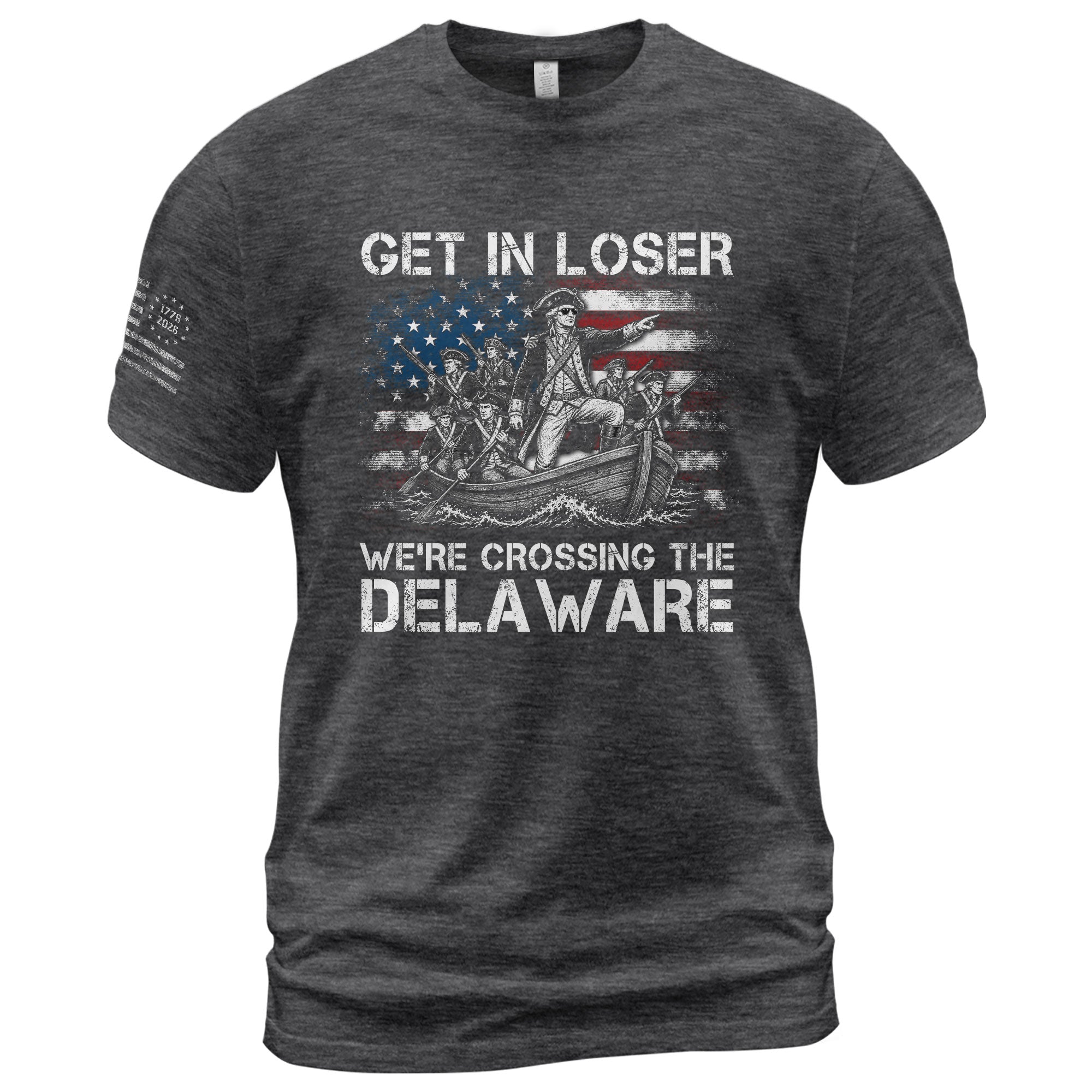 Washington Crossing The Delaware Graphic Tee - Get In Loser Patriotic History Shirt - Rust Field Wear