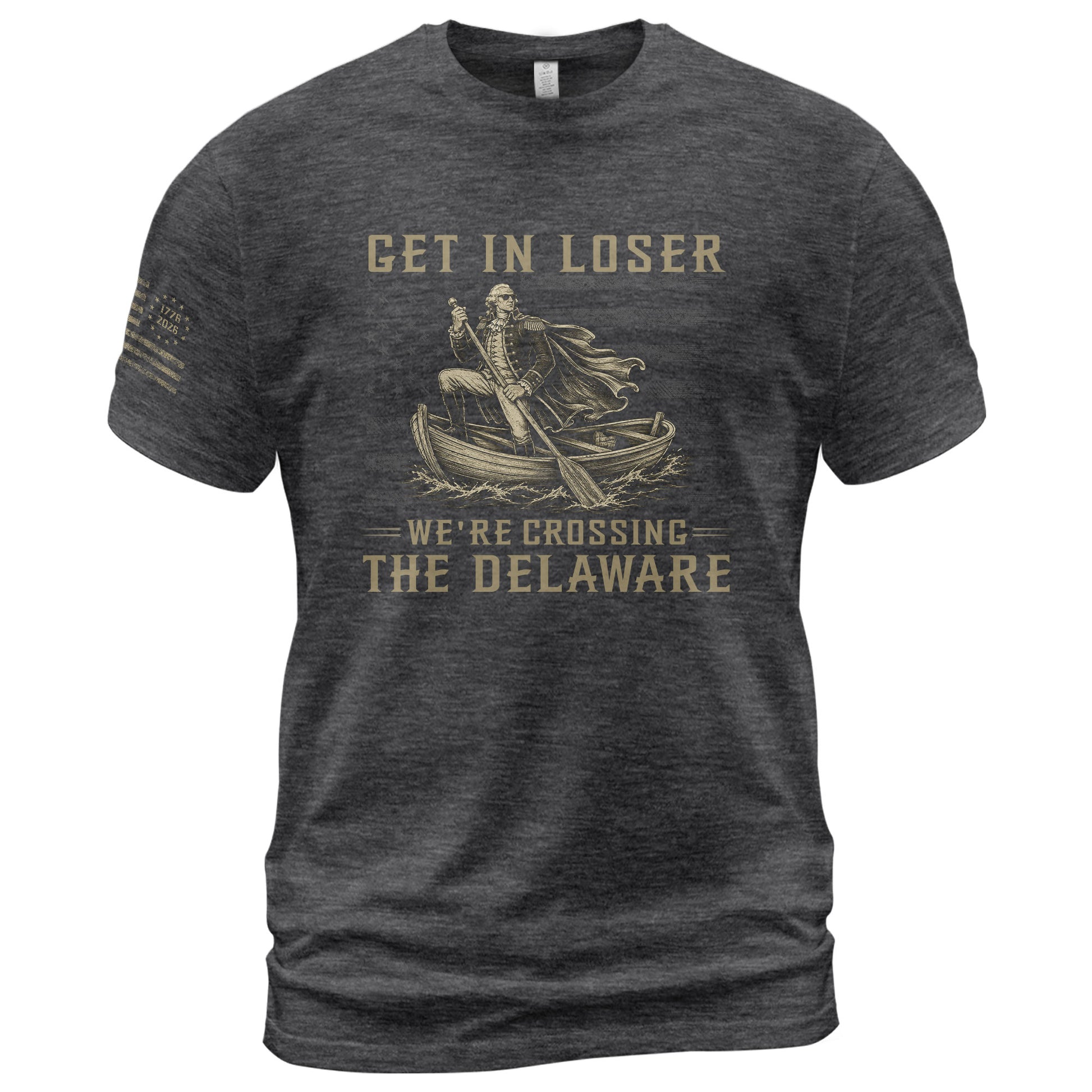 Patriotic Delaware River Crossing Tee - Get In Loser Washington Graphic Men's Shirt - Rust Field Wear