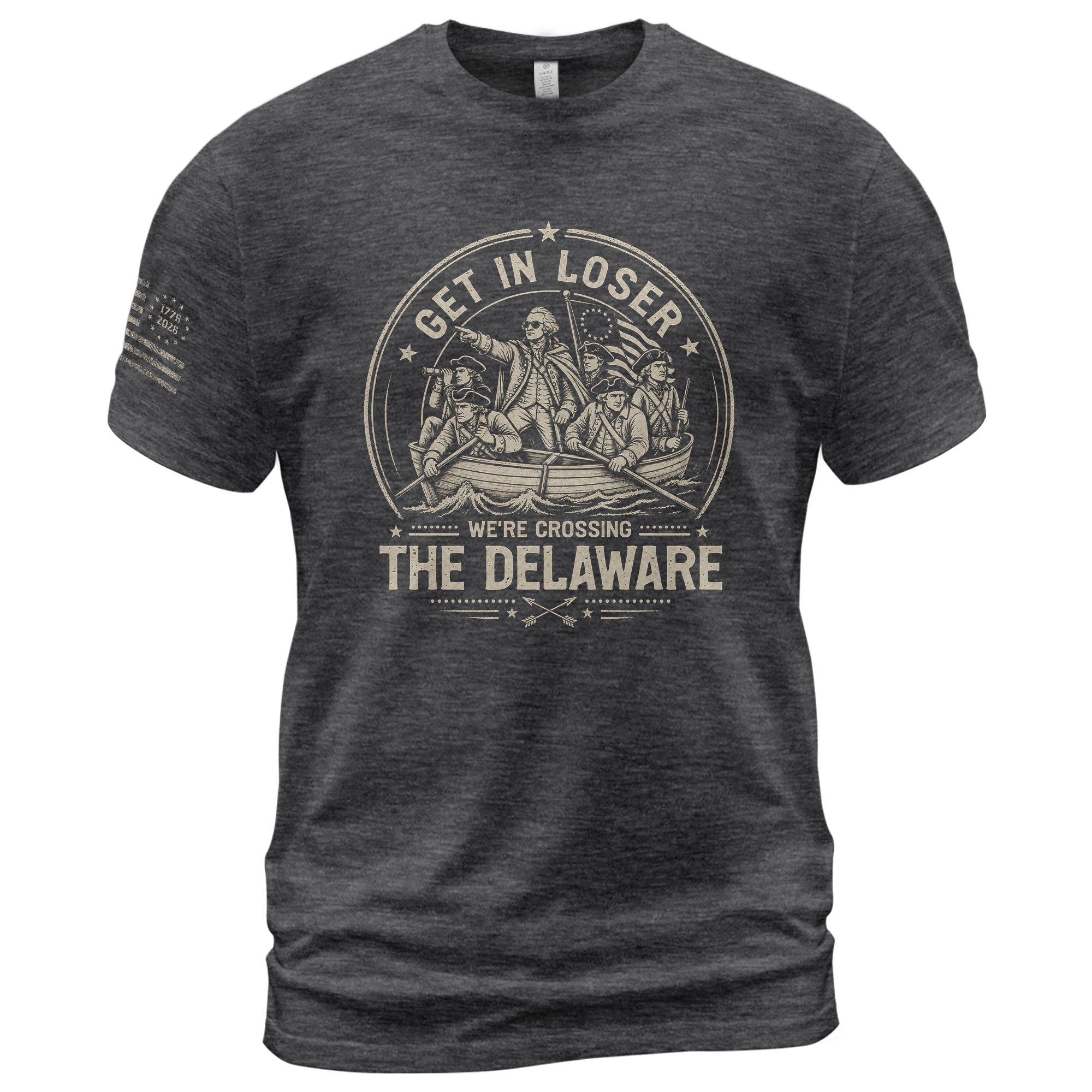 Historic River Crossing Tee - Get In Loser Washington Round Graphic Cotton Shirt - Rust Field Wear