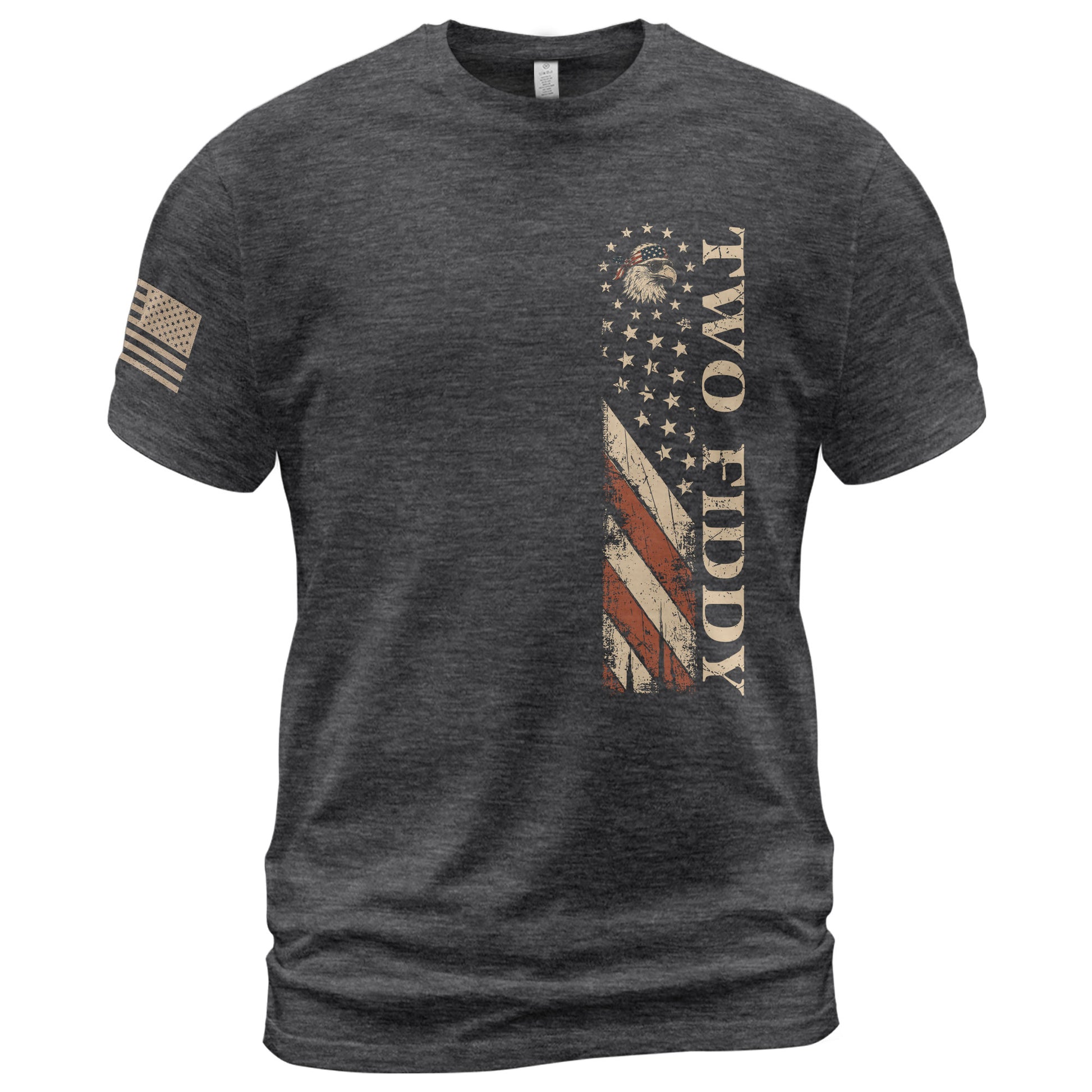 Two Fiddy Vertical Flag Graphic Tee - Minimalist Patriotic 250th Anniversary Cotton Shirt - Rust Field Wear