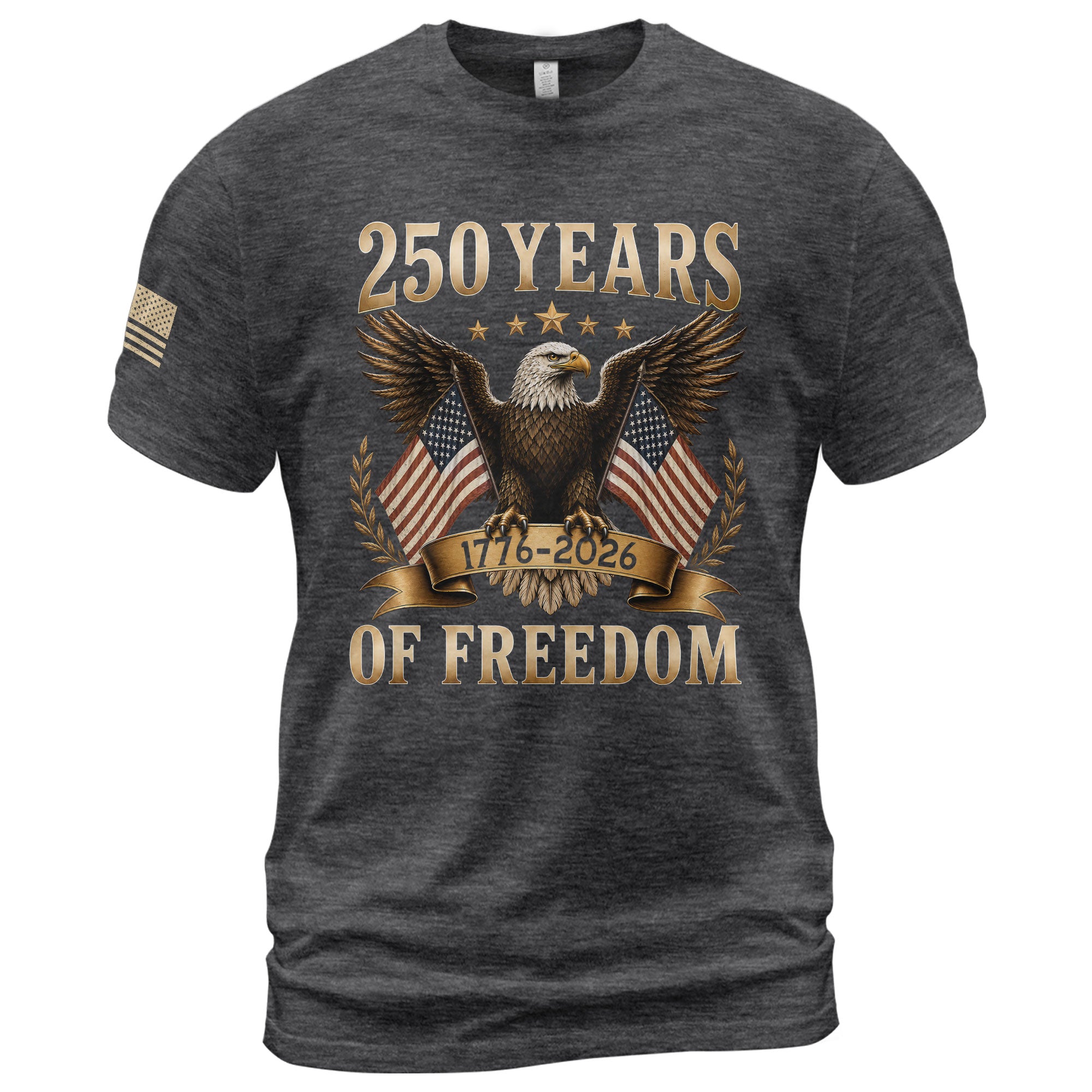 250 Years Of Freedom Graphic Tee - Classic Patriotic Eagle American Flag Cotton Shirt - Rust Field Wear