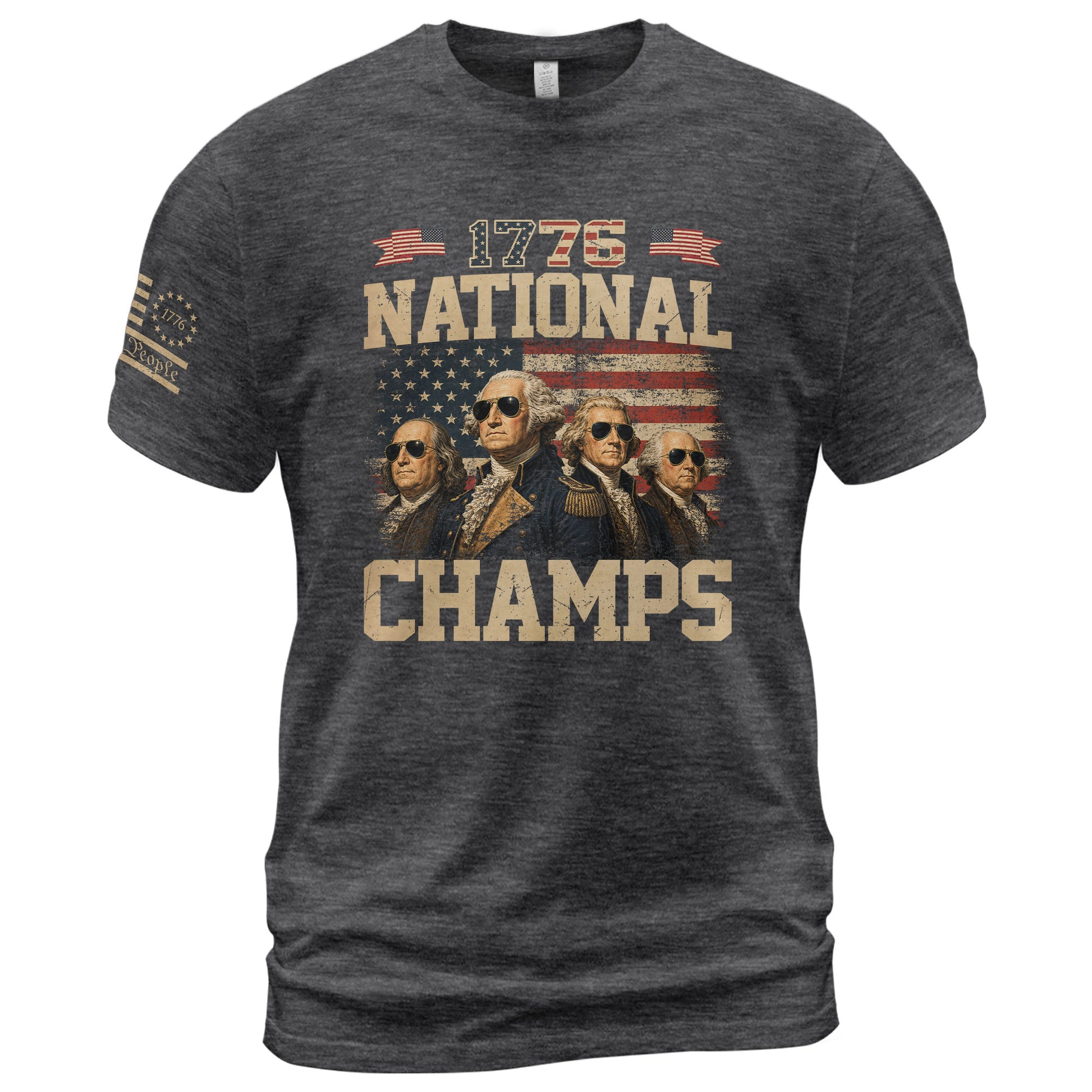 1776 National Champs Graphic T-Shirt Patriotic Founding Fathers Vintage Style Casual Tee - Rust Field Wear