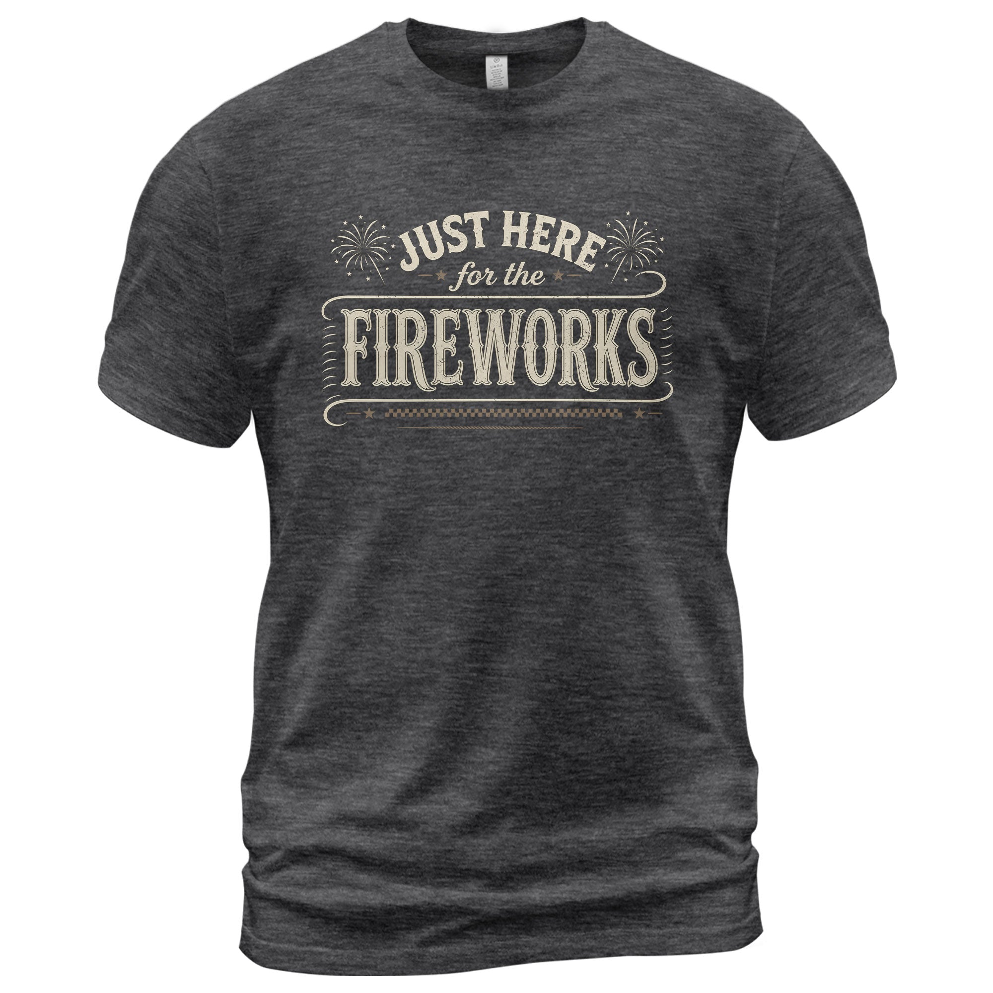 Just Here for The Fireworks Shirt Funny 4th of July Vintage Patriotic Typography Tee - Rust Field Wear