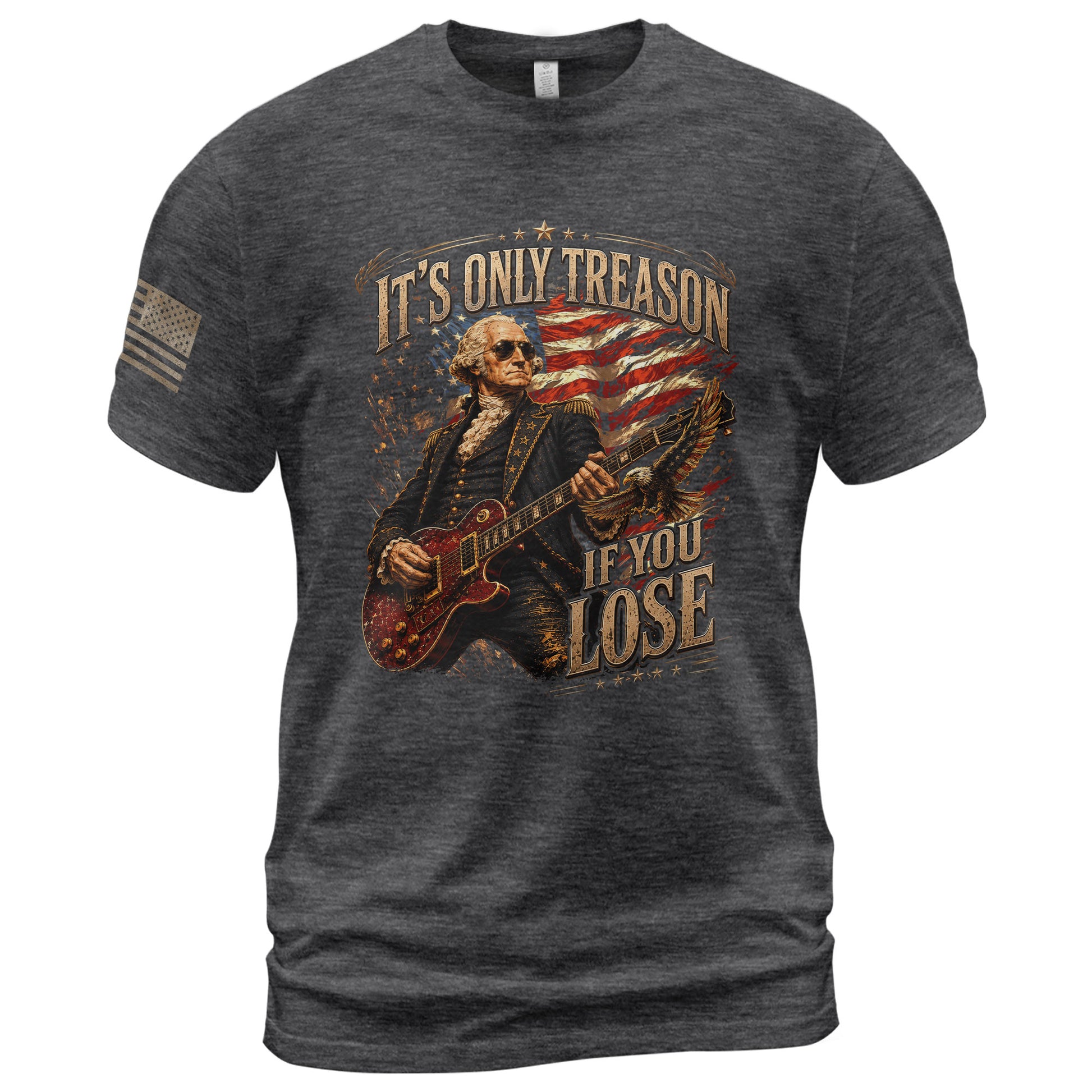 It’s Only Treason If You Lose T-Shirt - Patriotic George Washington Guitar Graphic Tee - Rust Field Wear