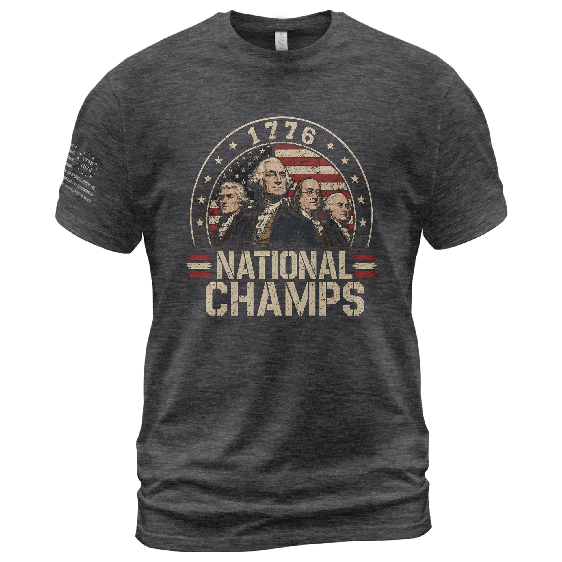 1776 National Champs Graphic Tee - Patriotic Founding Fathers American Flag Shirt - Rust Field Wear