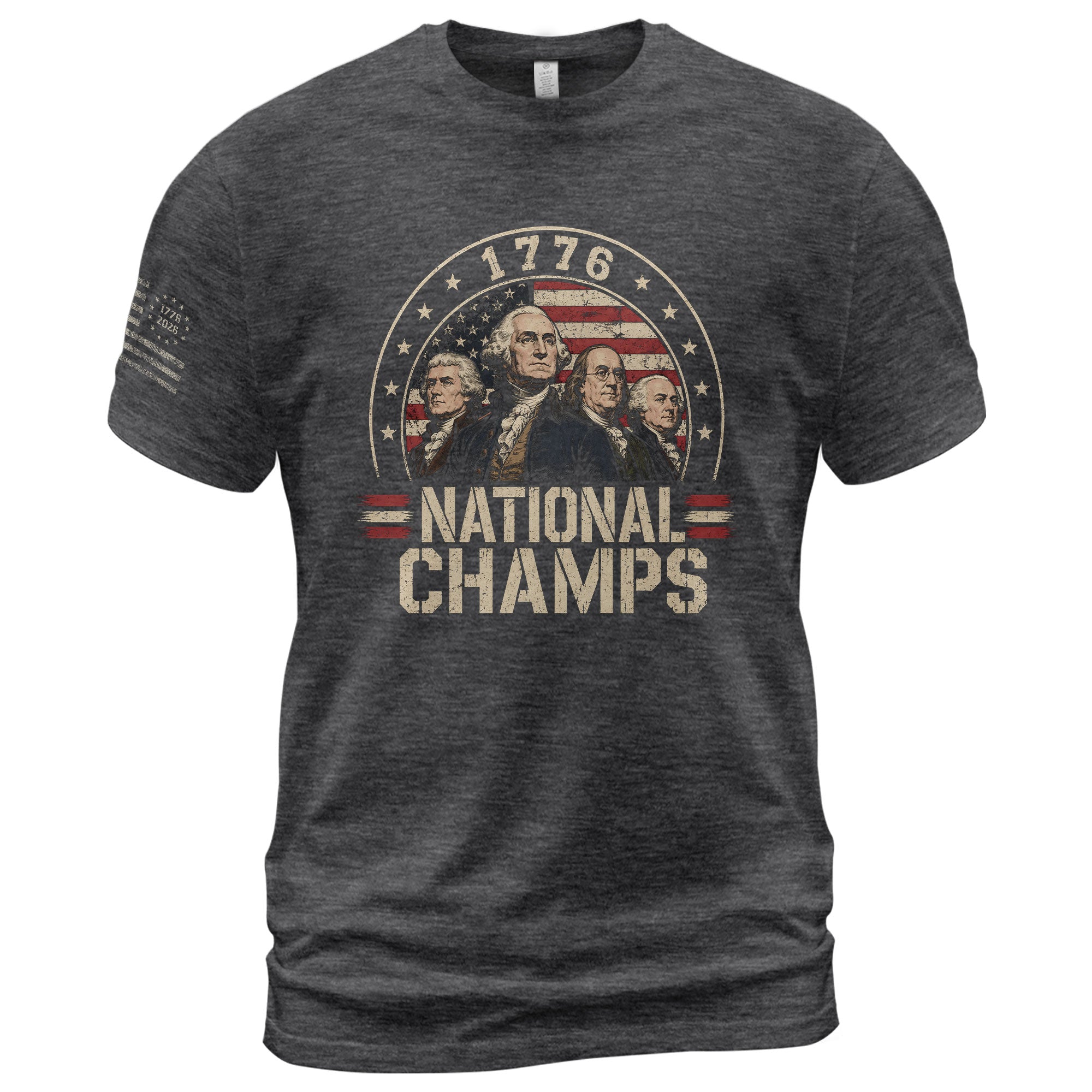 1776 National Champs Graphic Tee - Patriotic Founding Fathers American Flag Shirt - Rust Field Wear